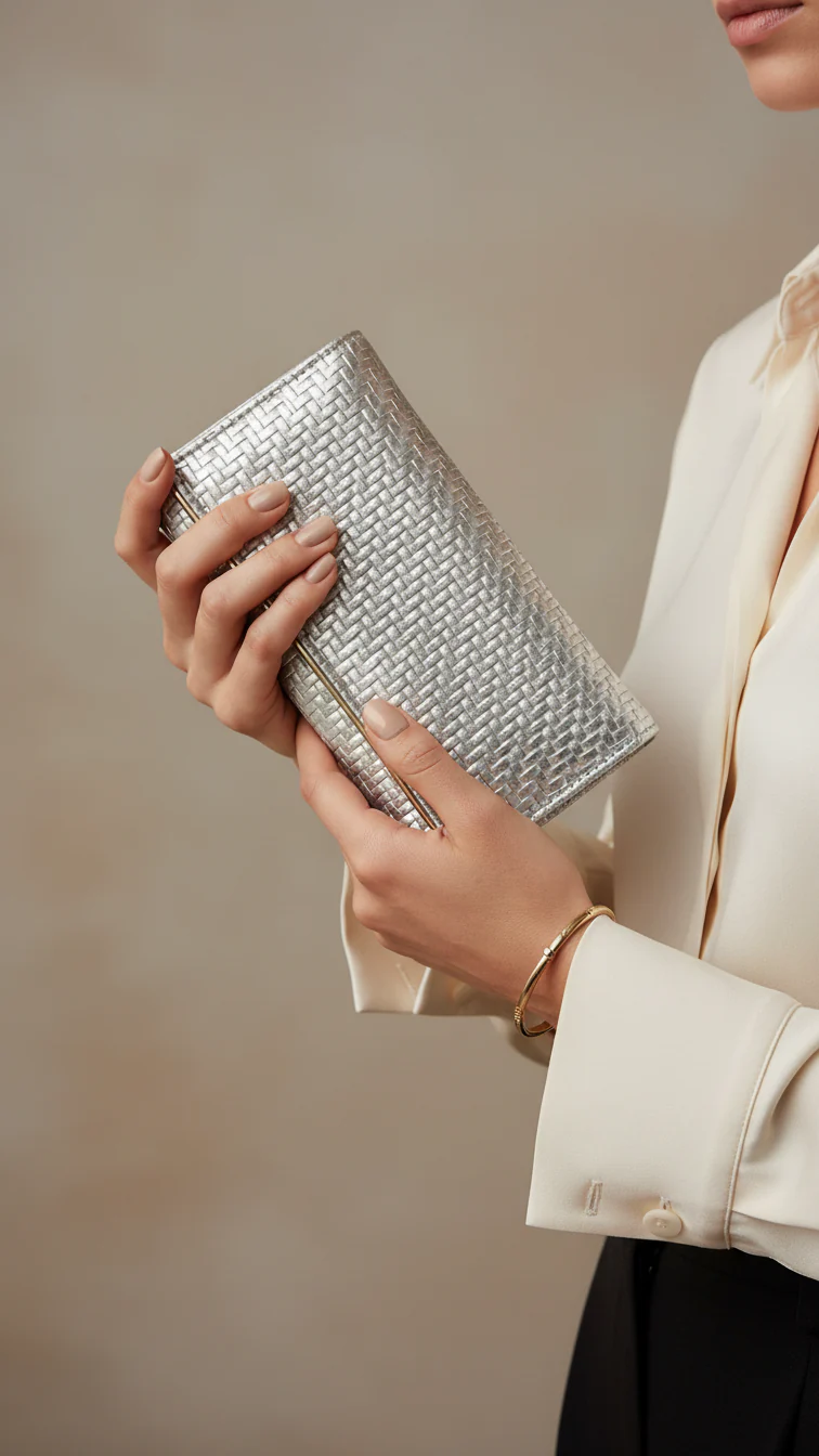 Silver Casual Wallet For Ladies P71135