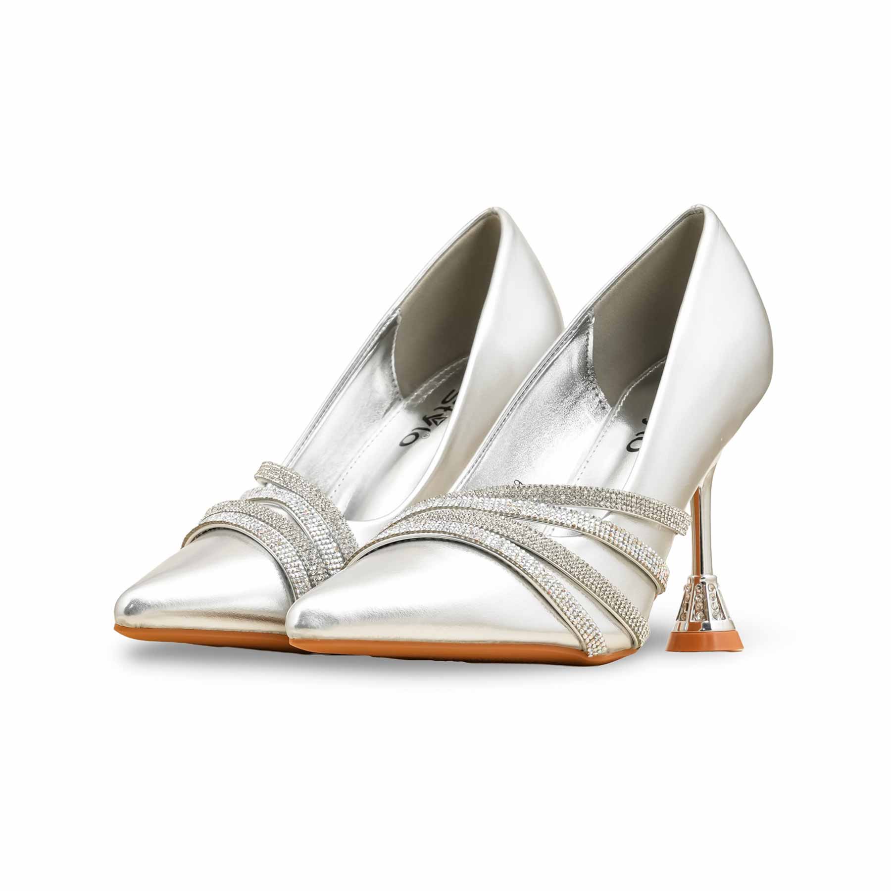 Silver Fancy Bridal Court Shoes WN7519 - Image 3