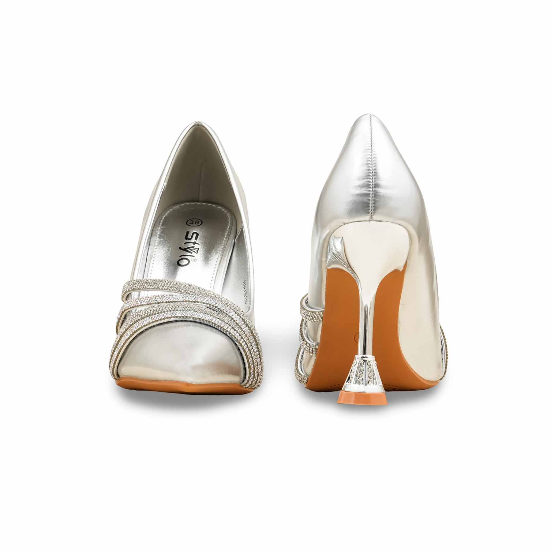 Silver Fancy Bridal Court Shoes WN7519 - Image 4