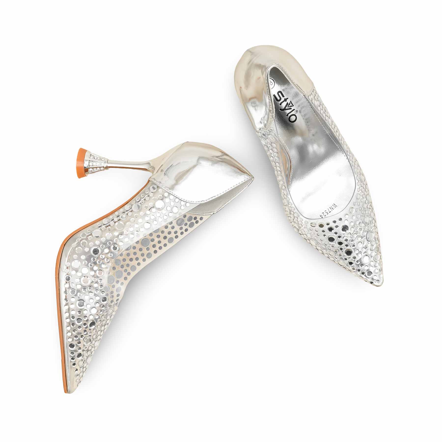 Silver Fancy Bridal Court Shoes WN7524 - Image 6