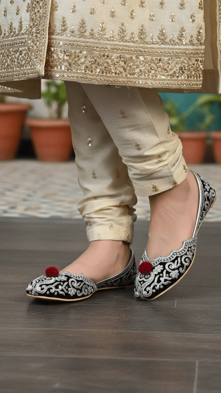 Silver Ethnic Khussa For Ladies EC8622 - Image 2