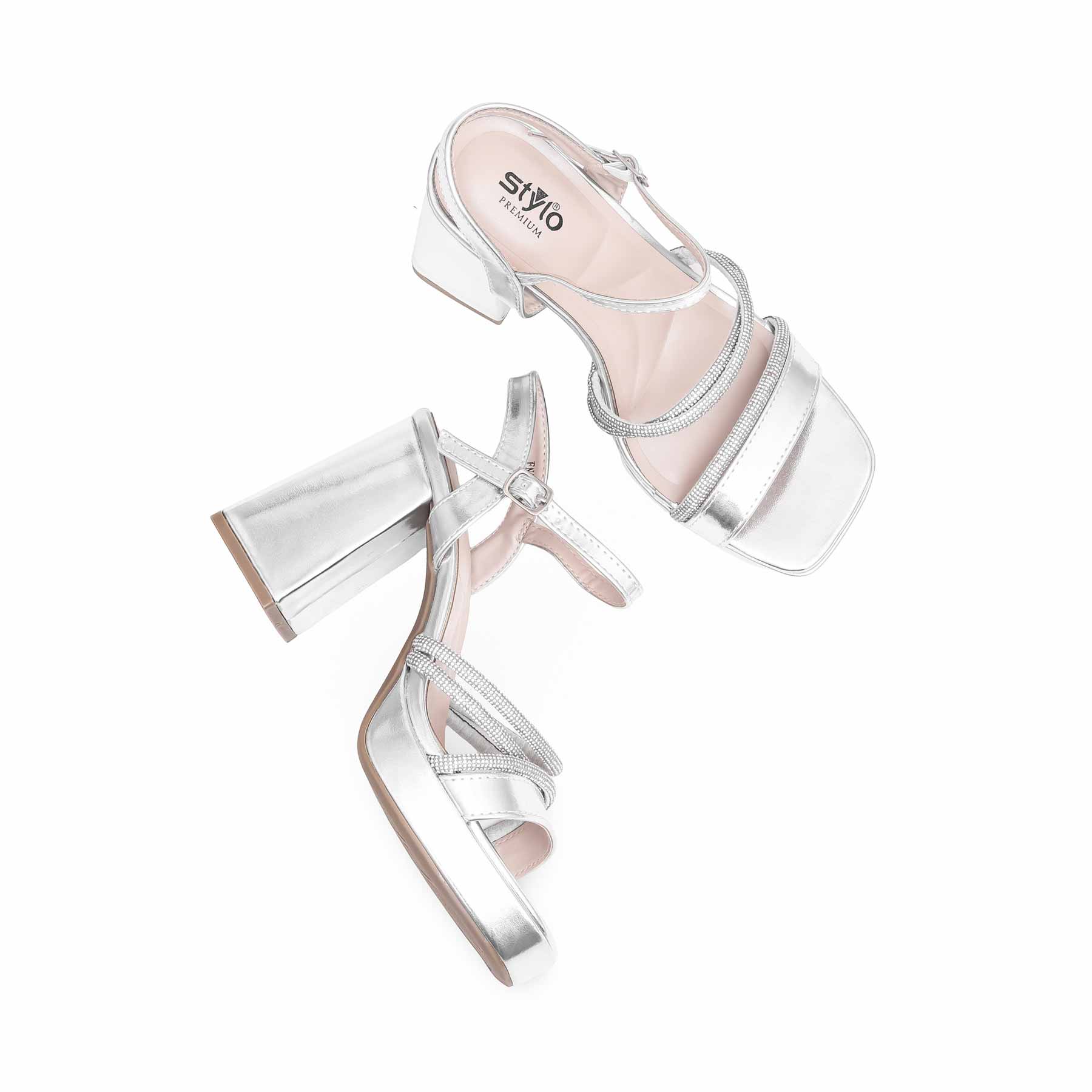 Silver Fancy Bridal Sandal FN5945 - Image 5