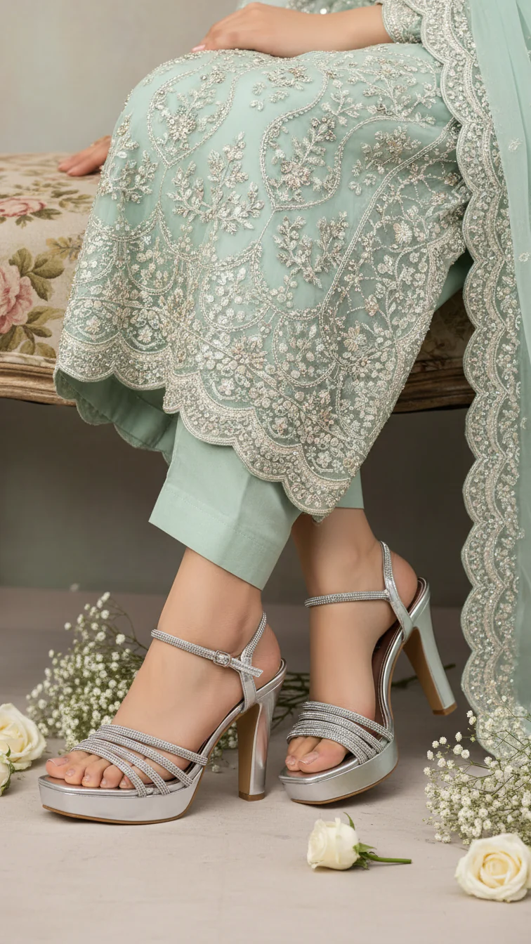 Silver Fancy Bridal Sandal FN5947