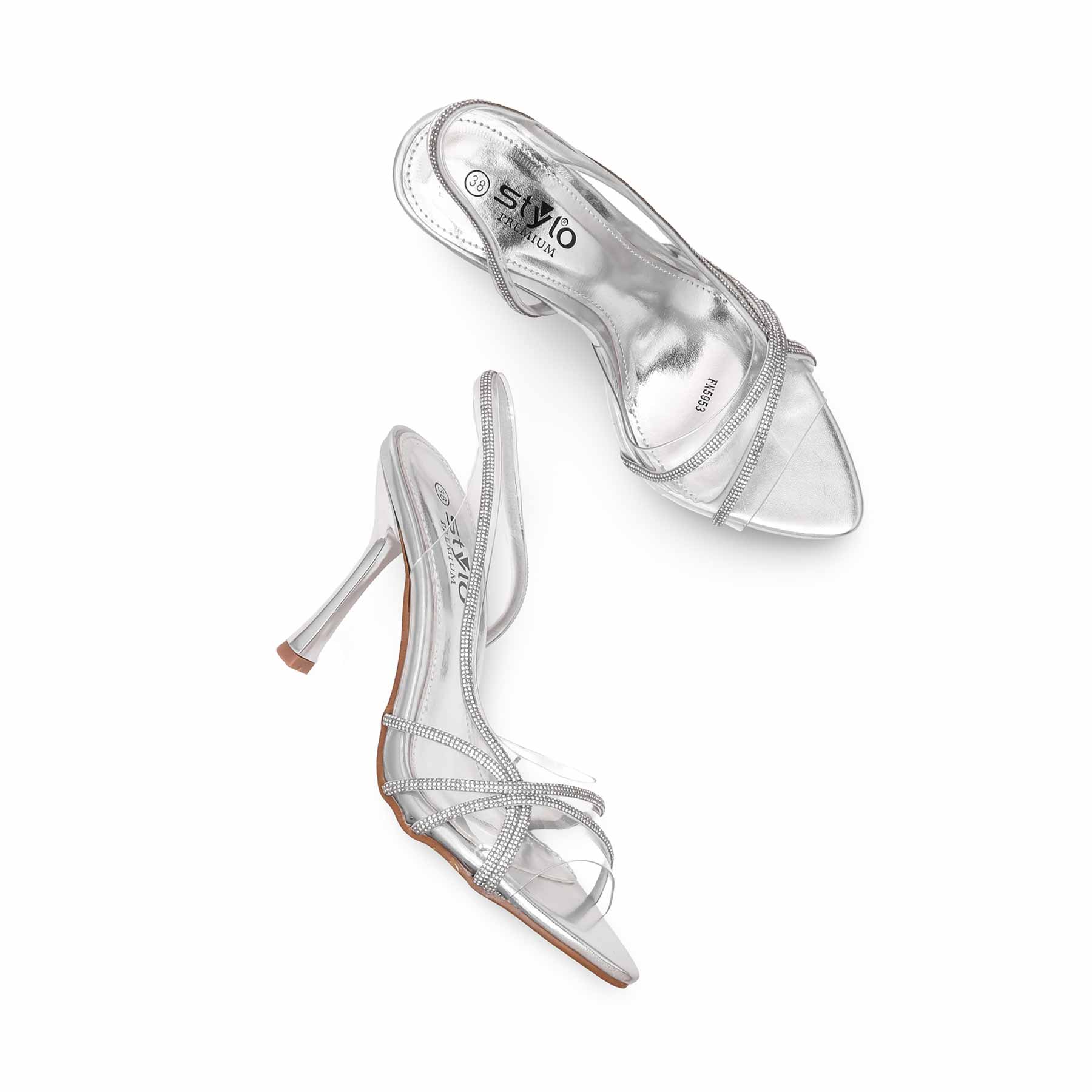 Silver Fancy Bridal Sandal FN5953 - Image 5
