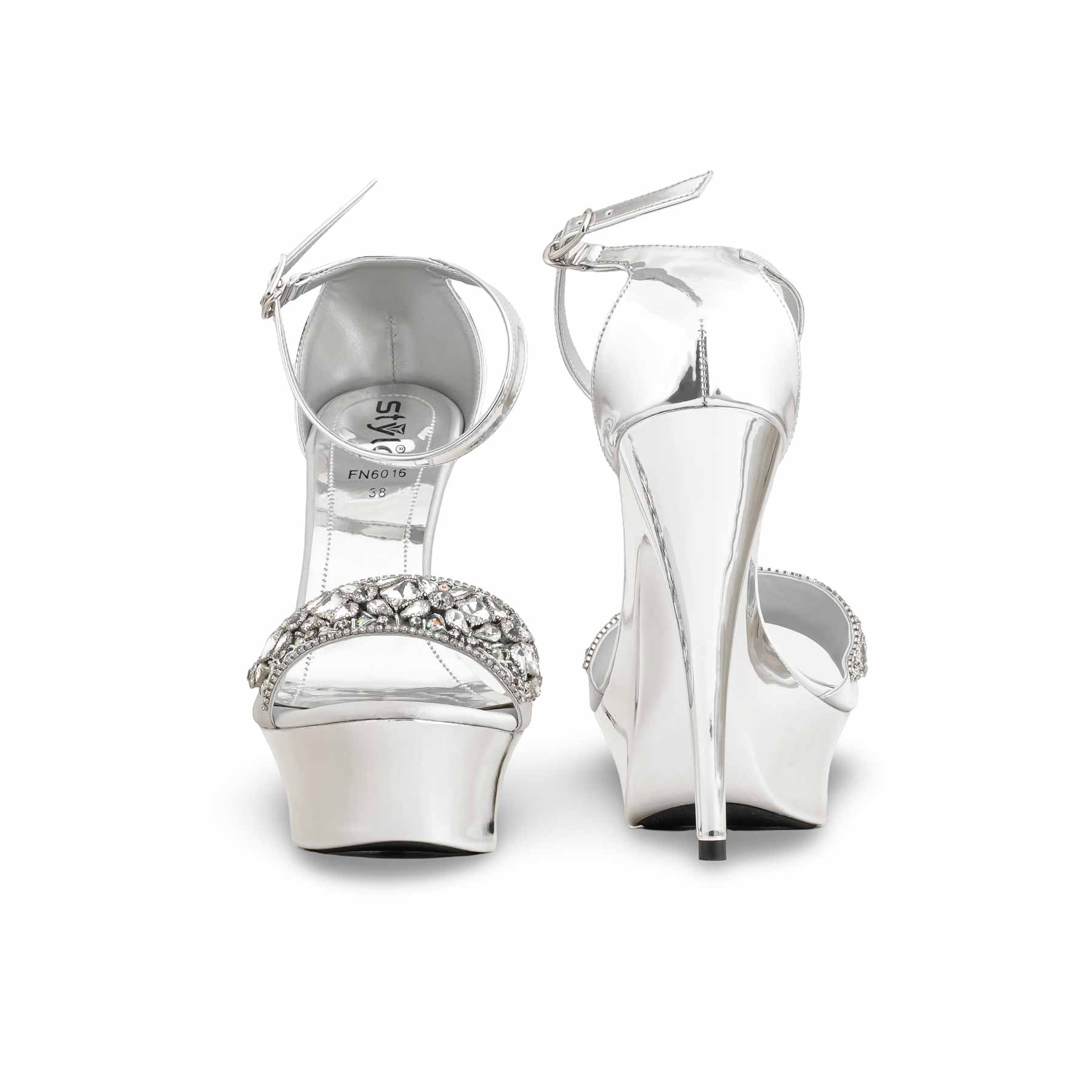Silver Fancy Bridal Sandal FN6016 - Image 5