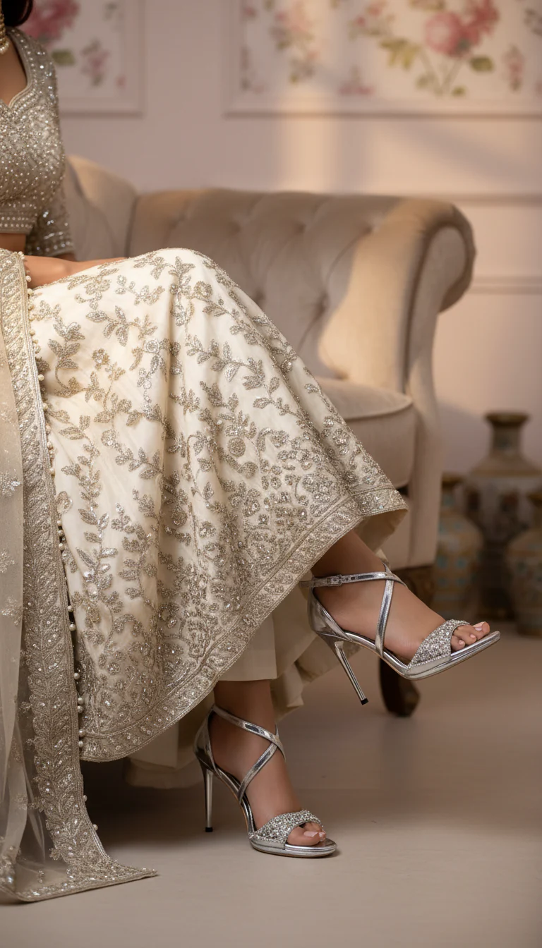 Silver Fancy Bridal Sandal FN6019