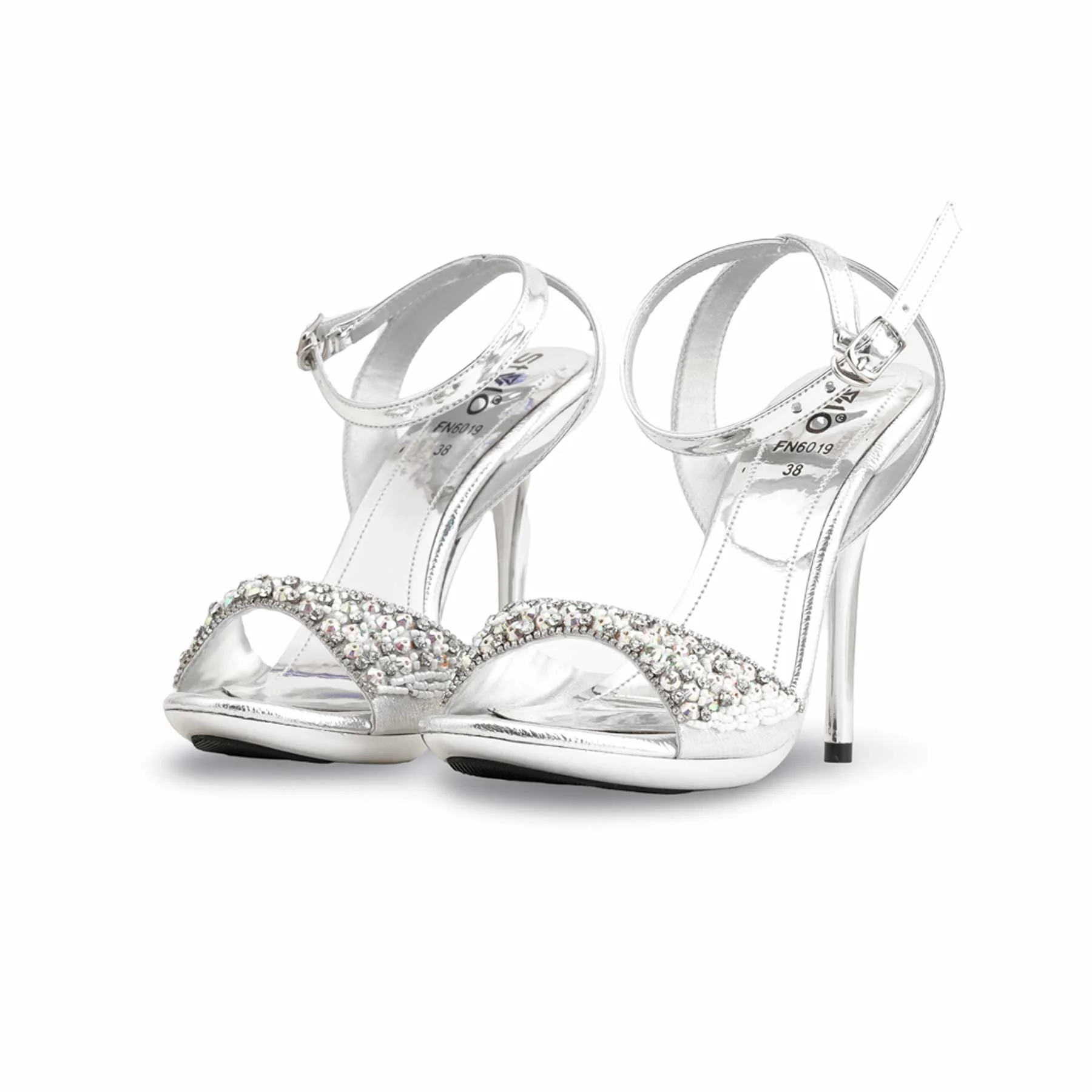 Silver Fancy Bridal Sandal FN6019 - Image 3