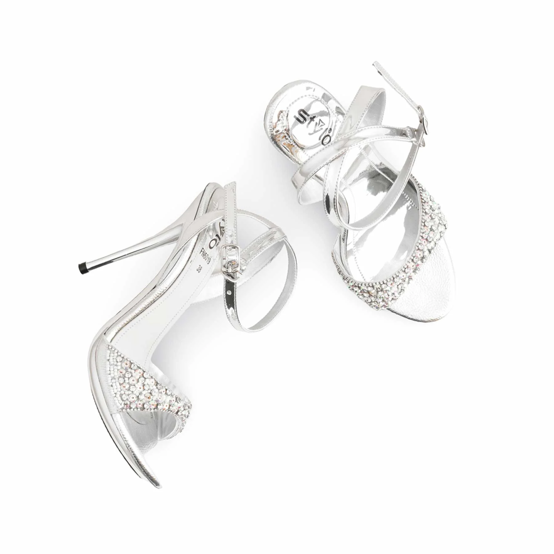 Silver Fancy Bridal Sandal FN6019 - Image 5