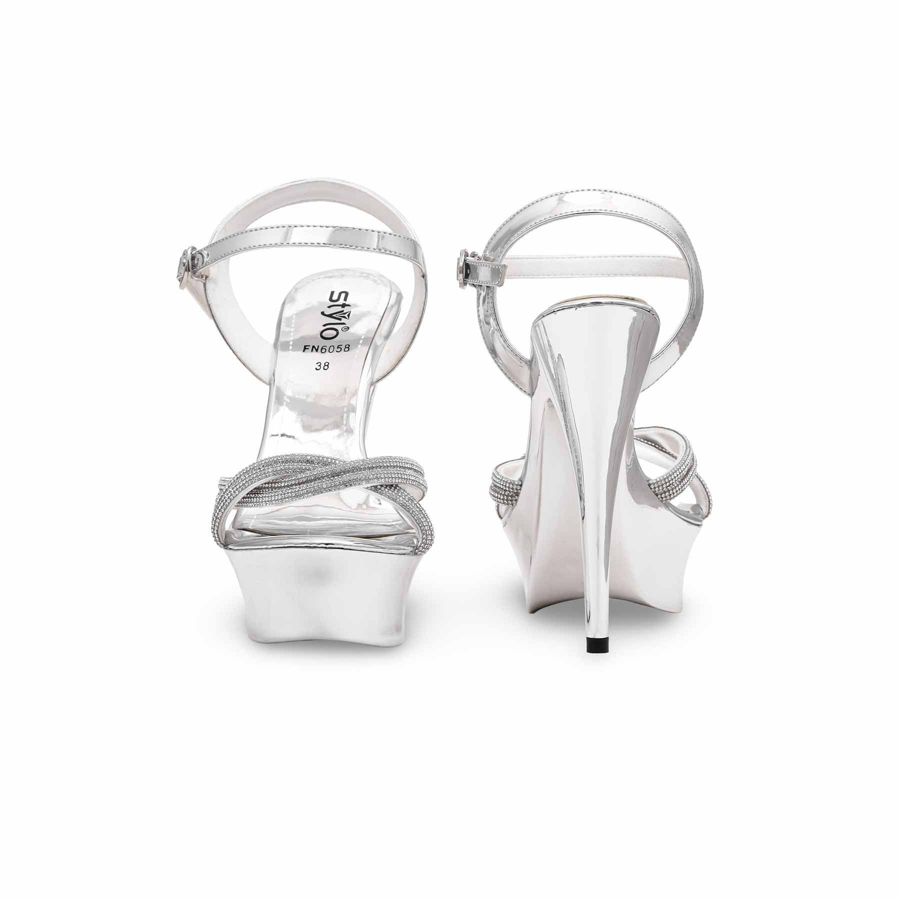 Silver Fancy Bridal Sandal FN6058 - Image 4