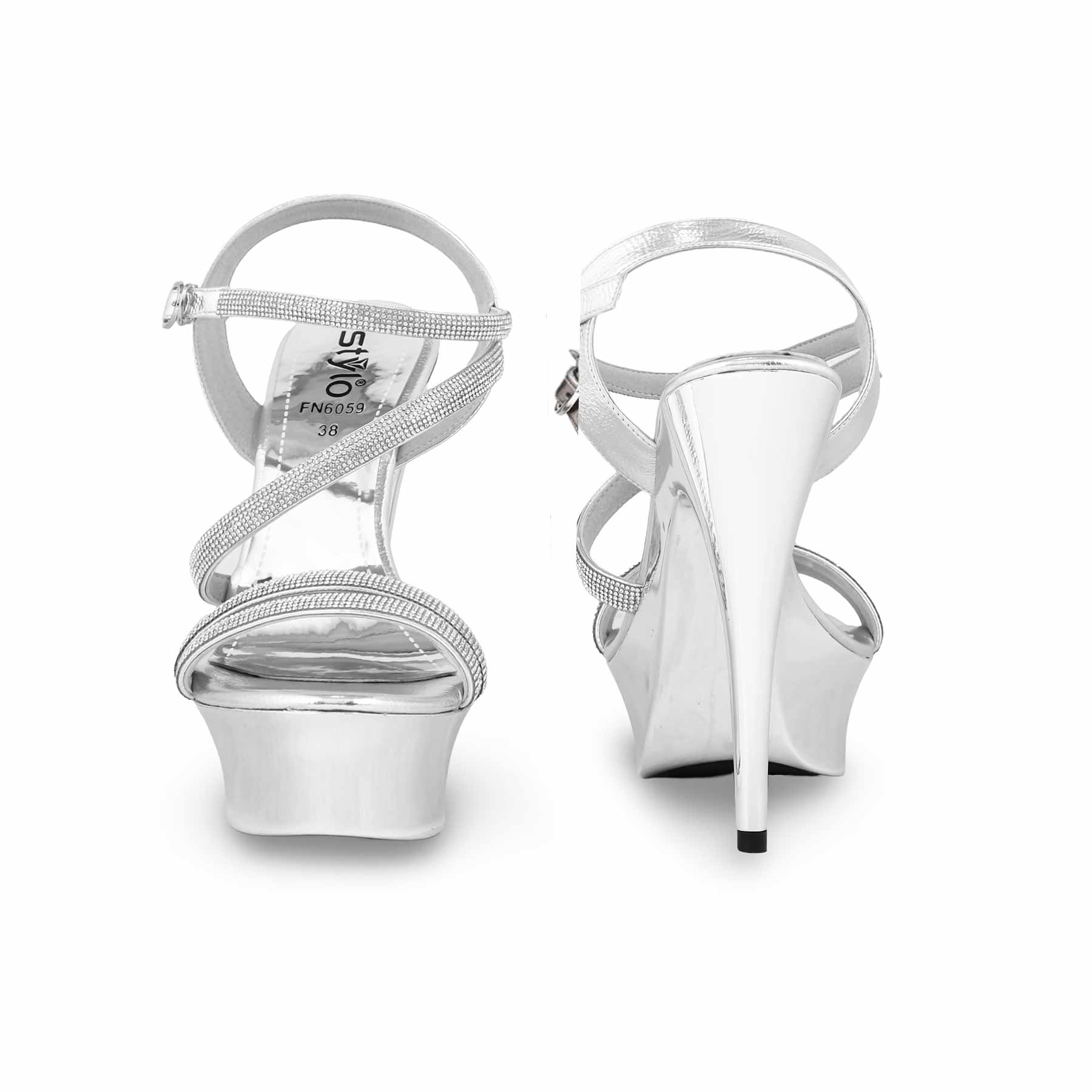 Silver Fancy Bridal Sandal FN6059 - Image 4