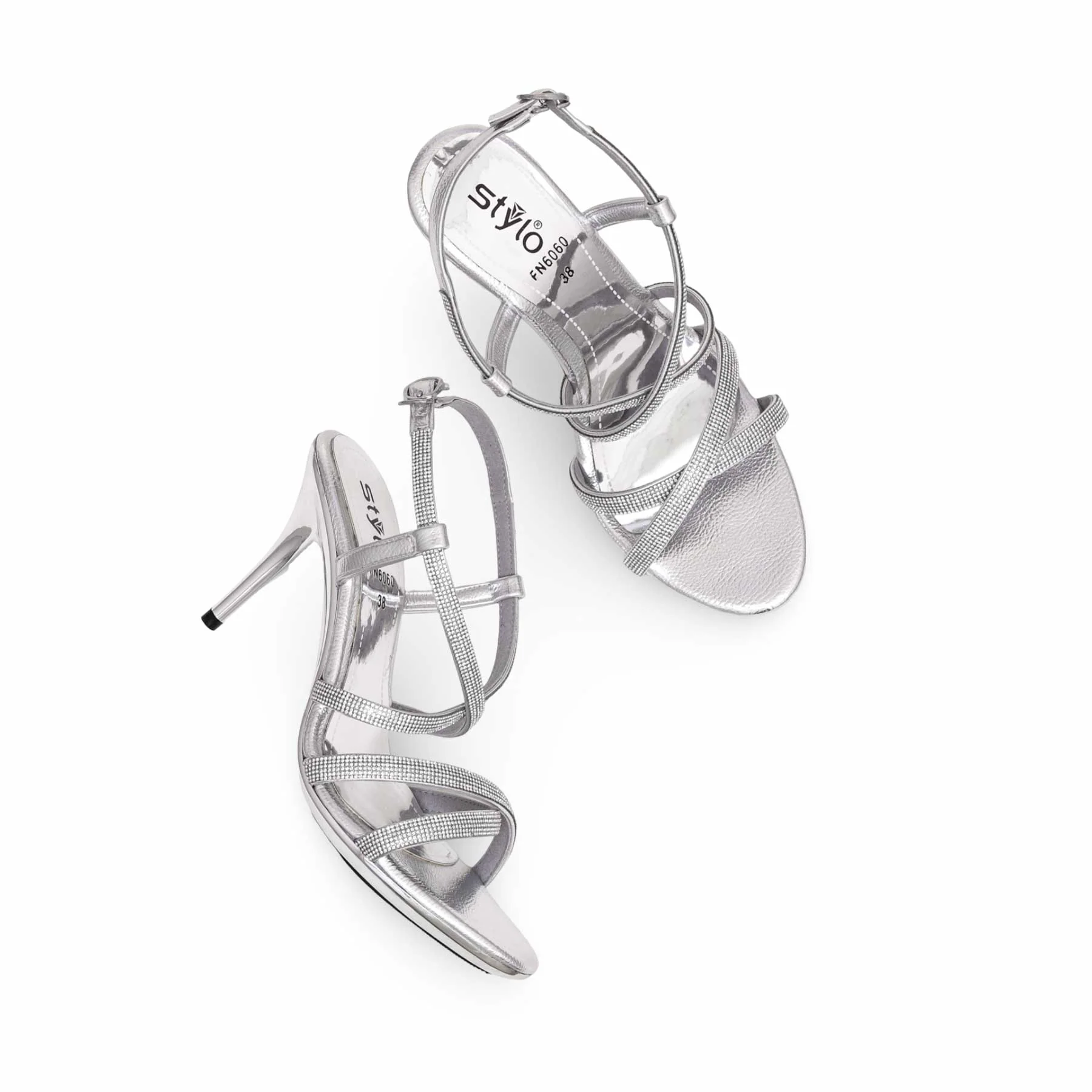 Silver Fancy Bridal Sandal FN6060 - Image 5