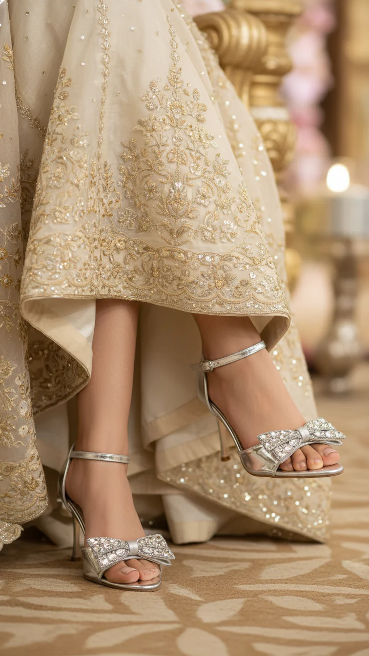 Silver Fancy Bridal Sandal FN6101 - Image 2