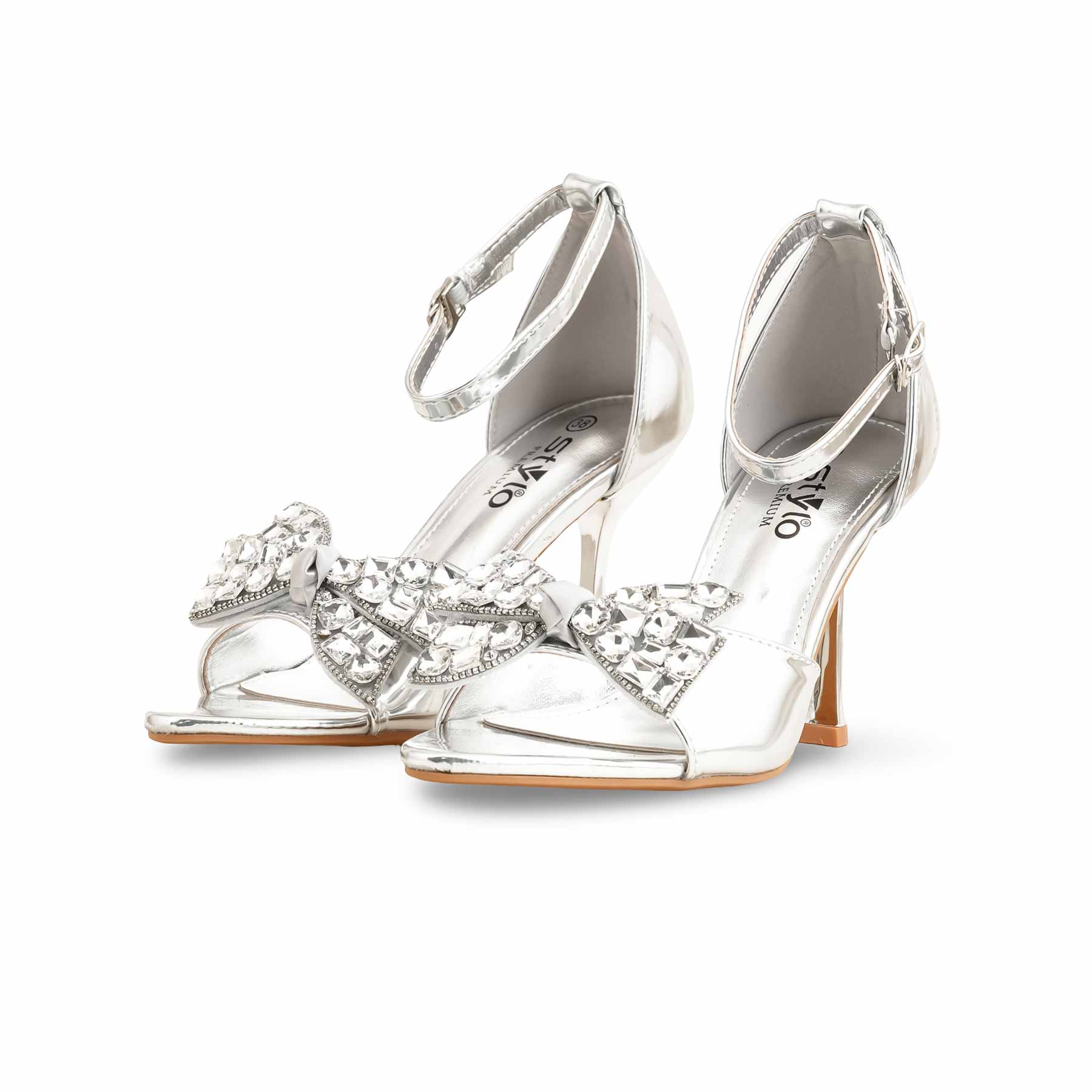 Silver Fancy Bridal Sandal FN6101 - Image 4