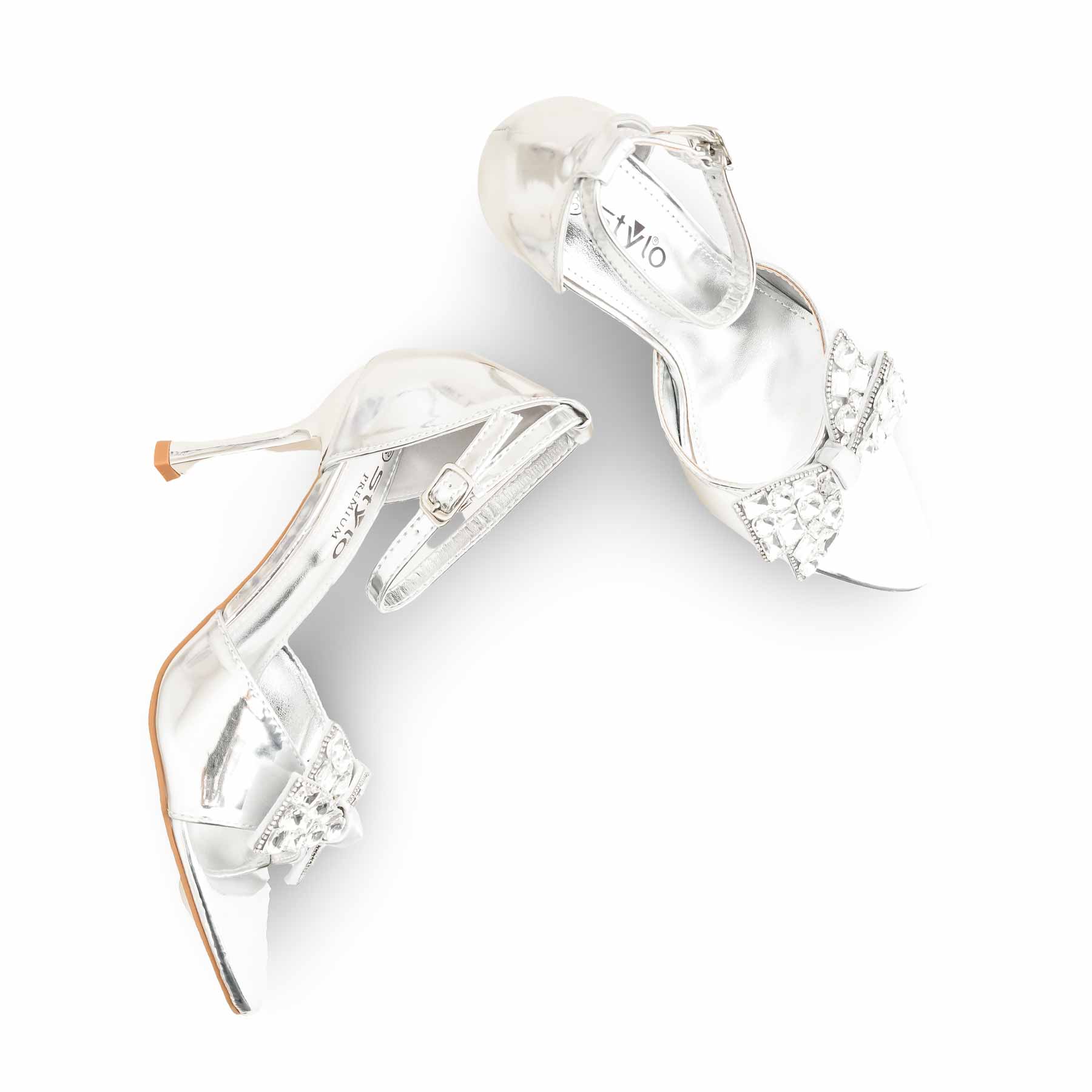 Silver Fancy Bridal Sandal FN6101 - Image 6