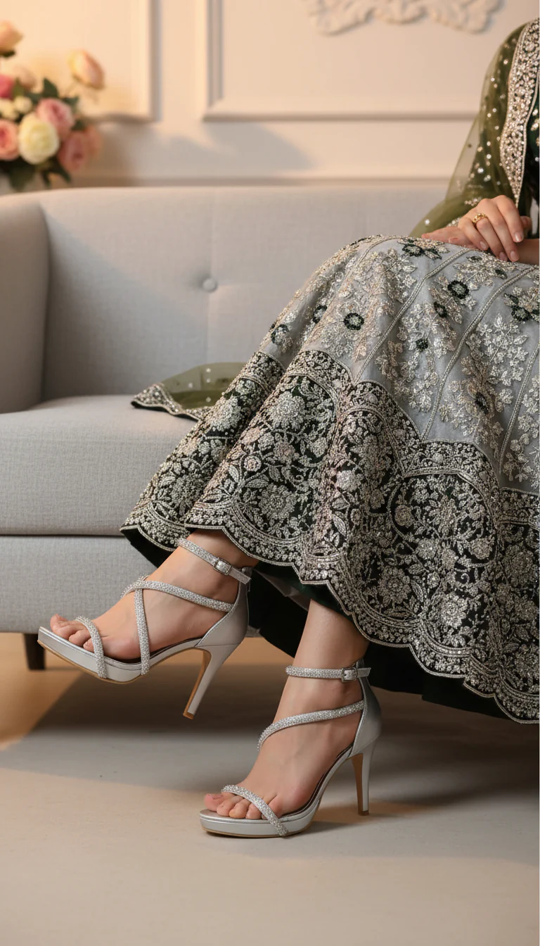 Silver Fancy Bridal Sandal FN6149