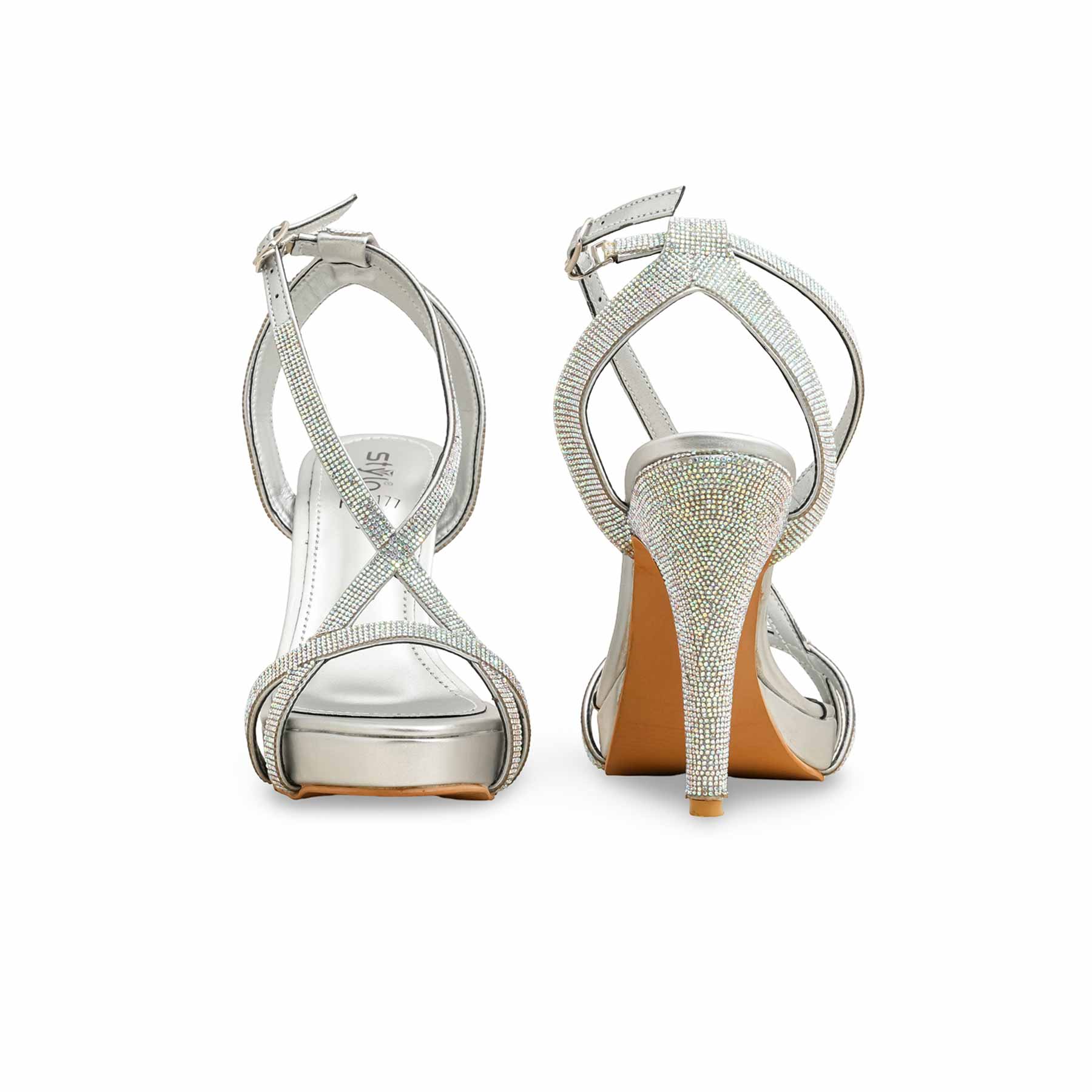 Silver Fancy Bridal Sandal FN6177 - Image 4