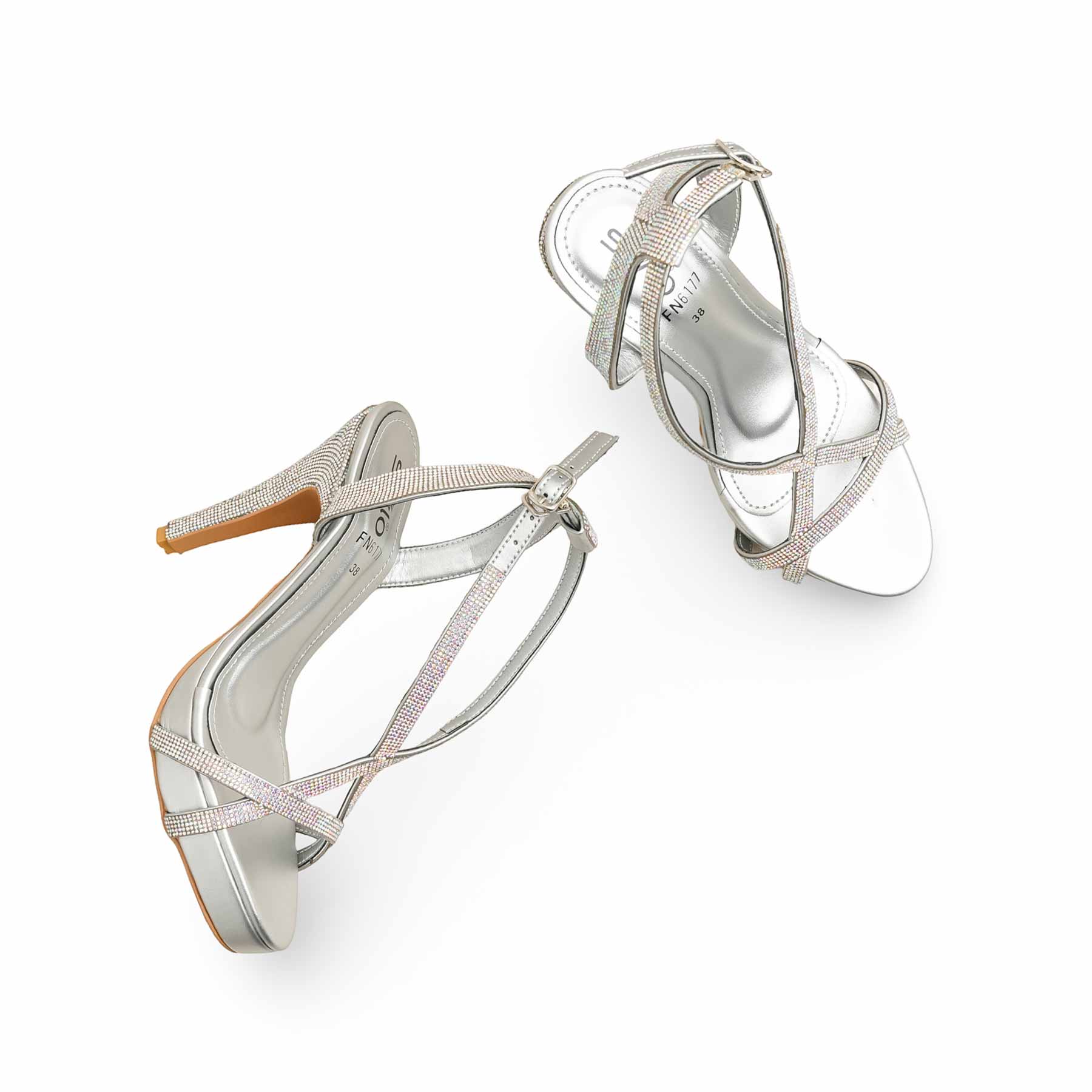 Silver Fancy Bridal Sandal FN6177 - Image 5