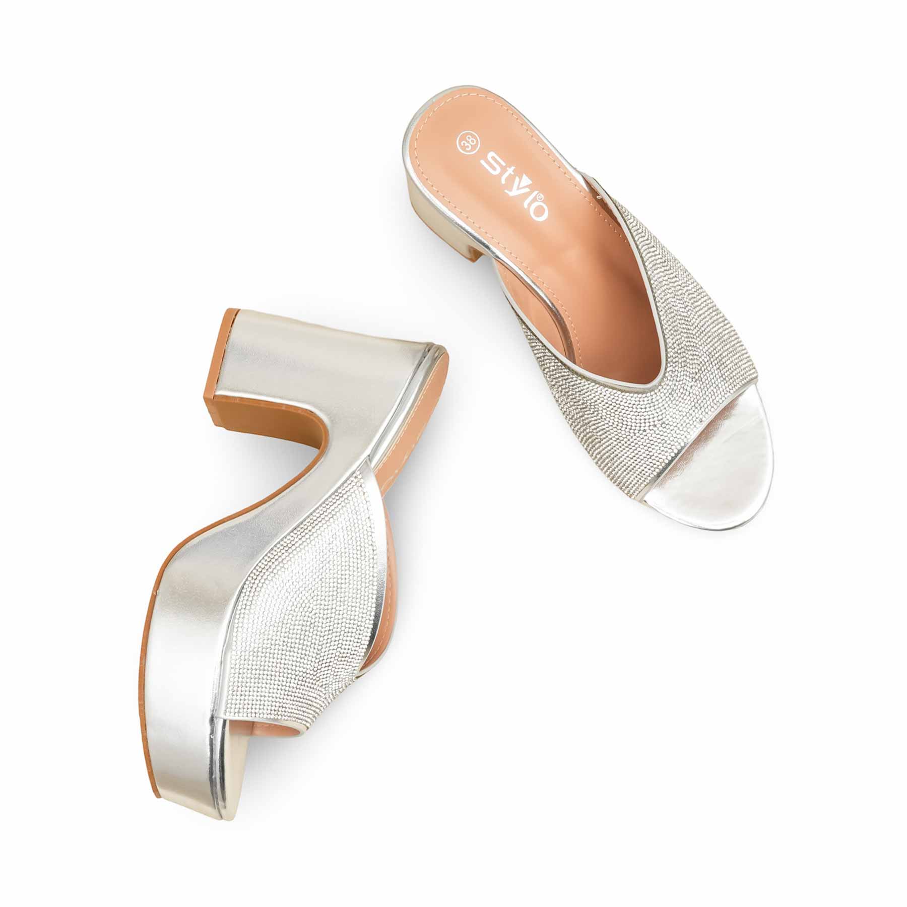 Silver Fancy Bridal Sandal FN6234 - Image 5
