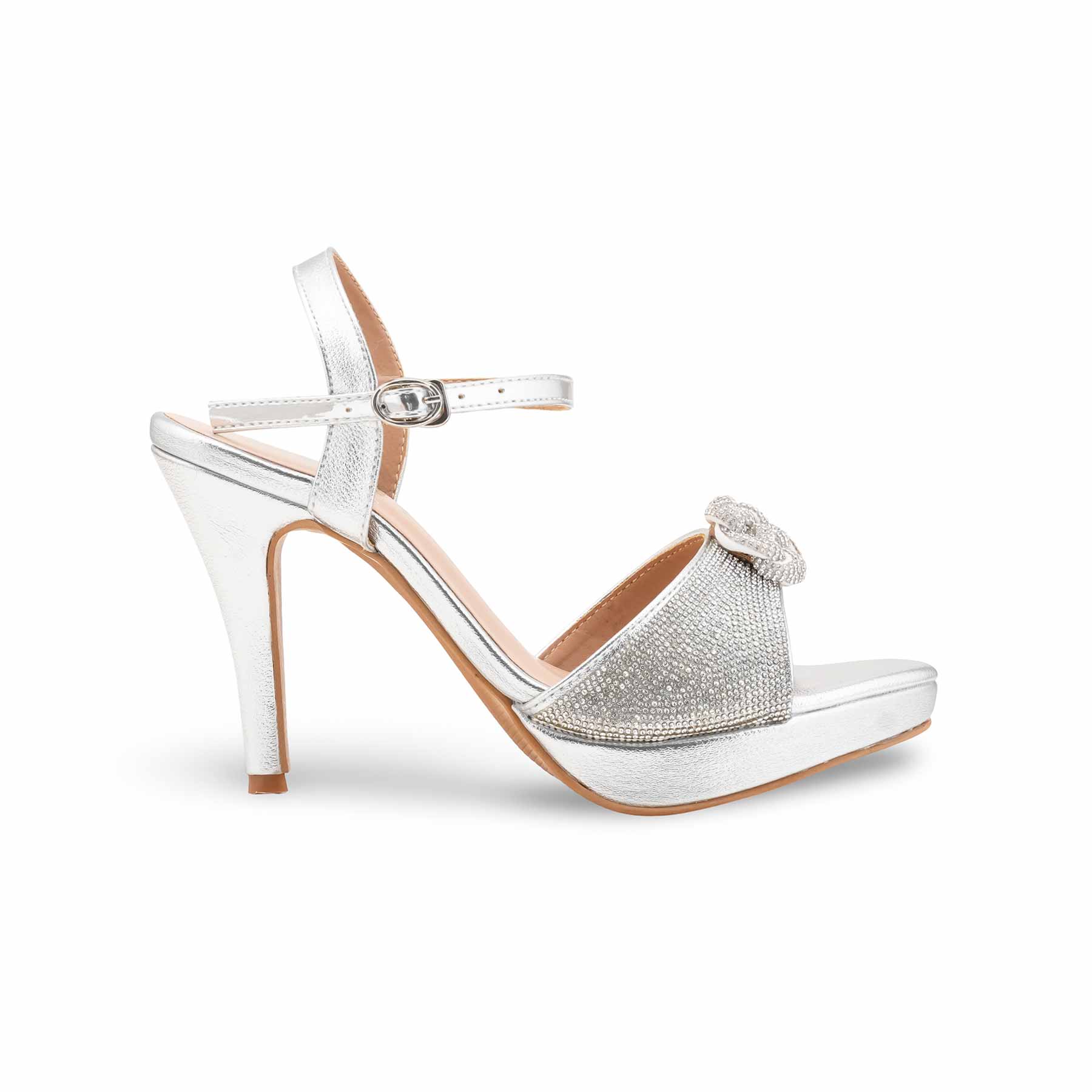 Silver Fancy Bridal Sandal FN6254 - Image 2