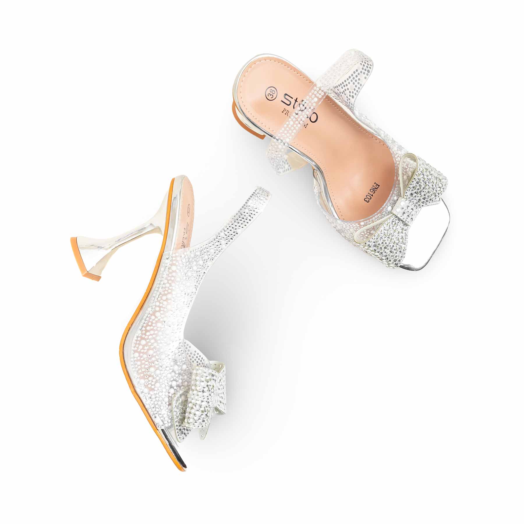 Silver Fancy Bridal Sandal FN6103 - Image 6