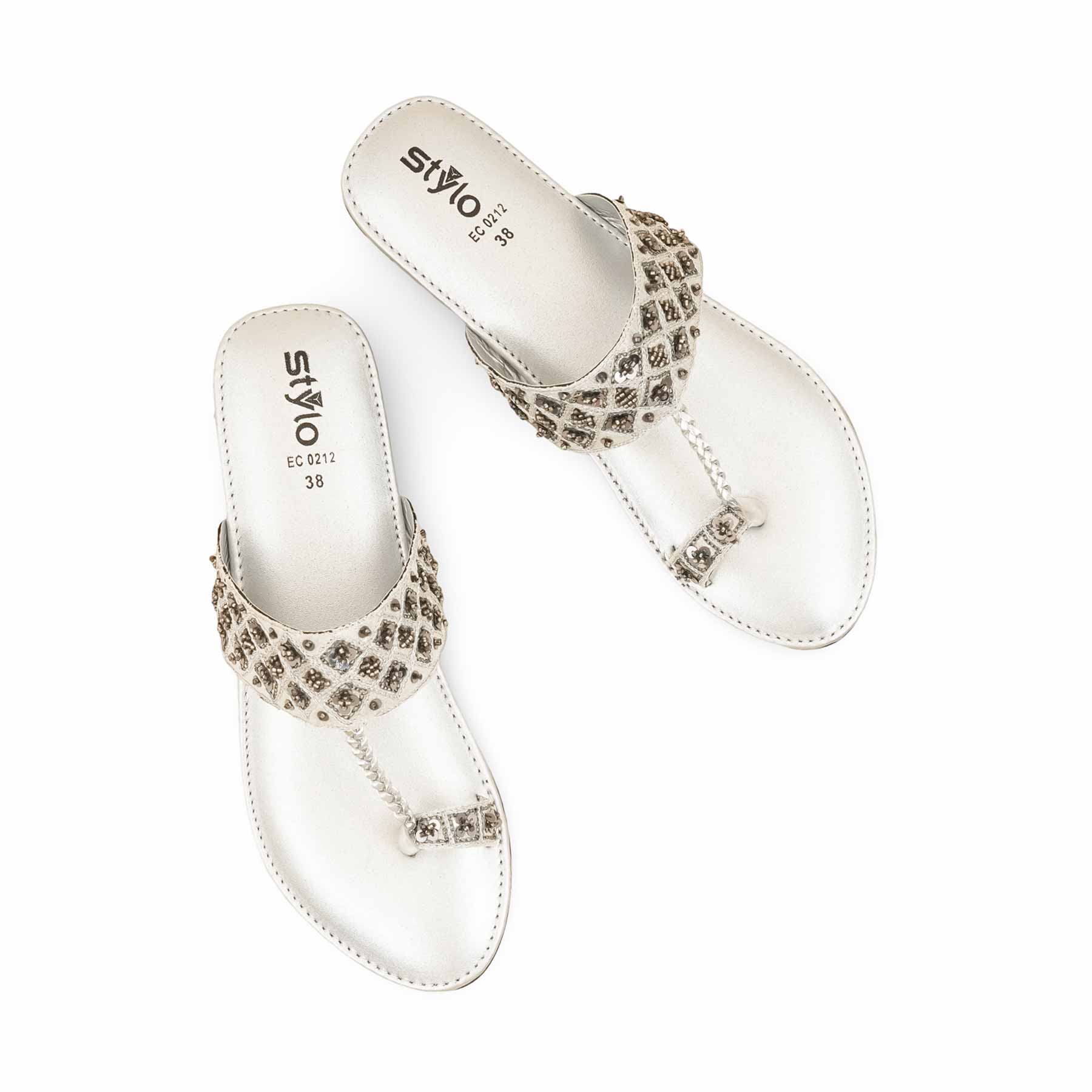 Silver Fancy Chappal EC0212 - Image 5