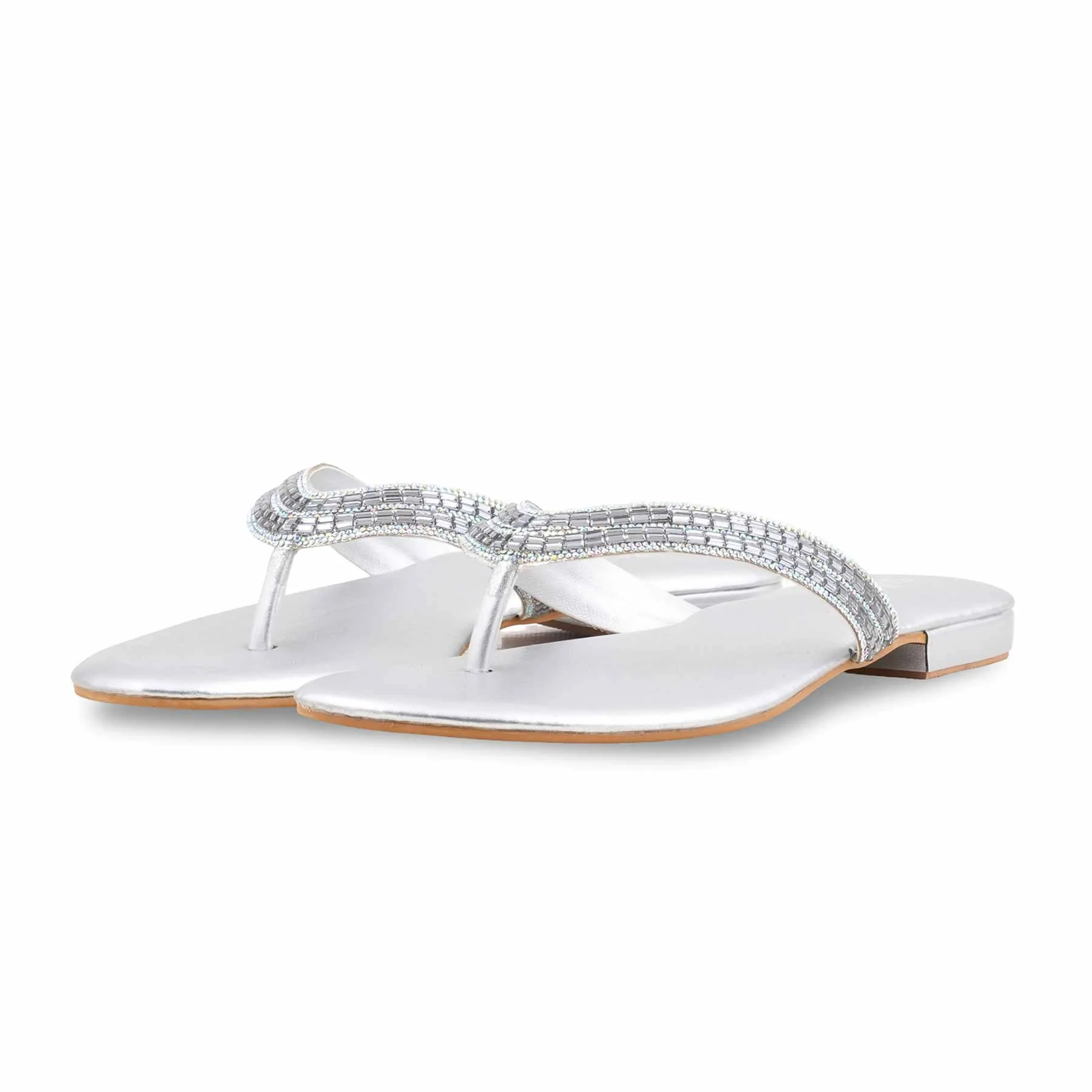 Silver Fancy Chappal For Ladies FN0829 - Image 3