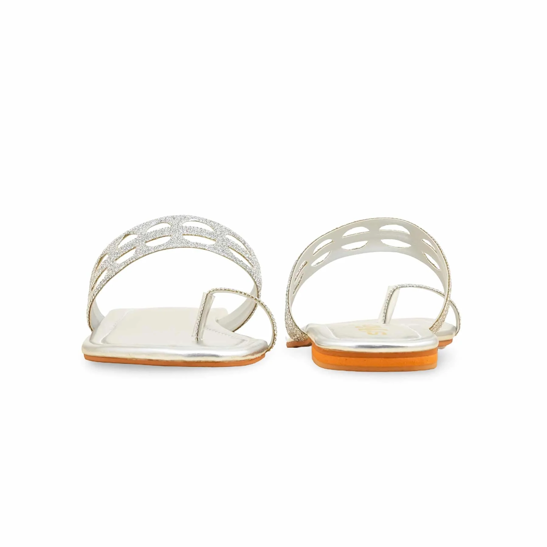 Silver Fancy Chappal For Women FN0816 - Image 4