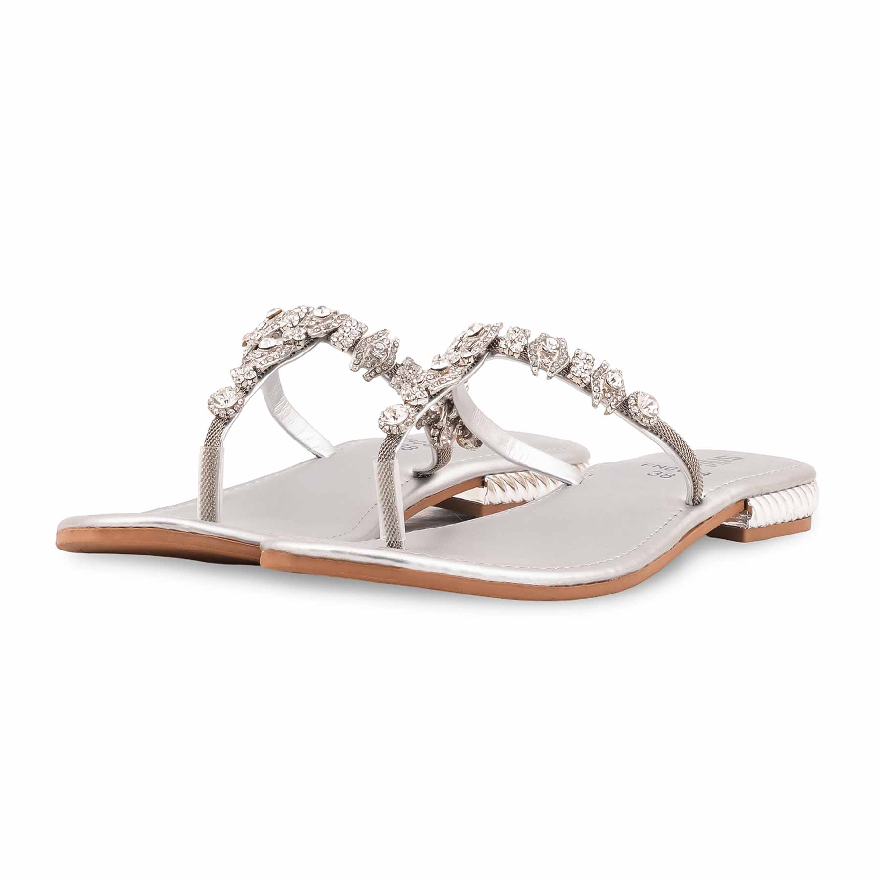 Silver Fancy Chappal For Women FN0824 - Image 3