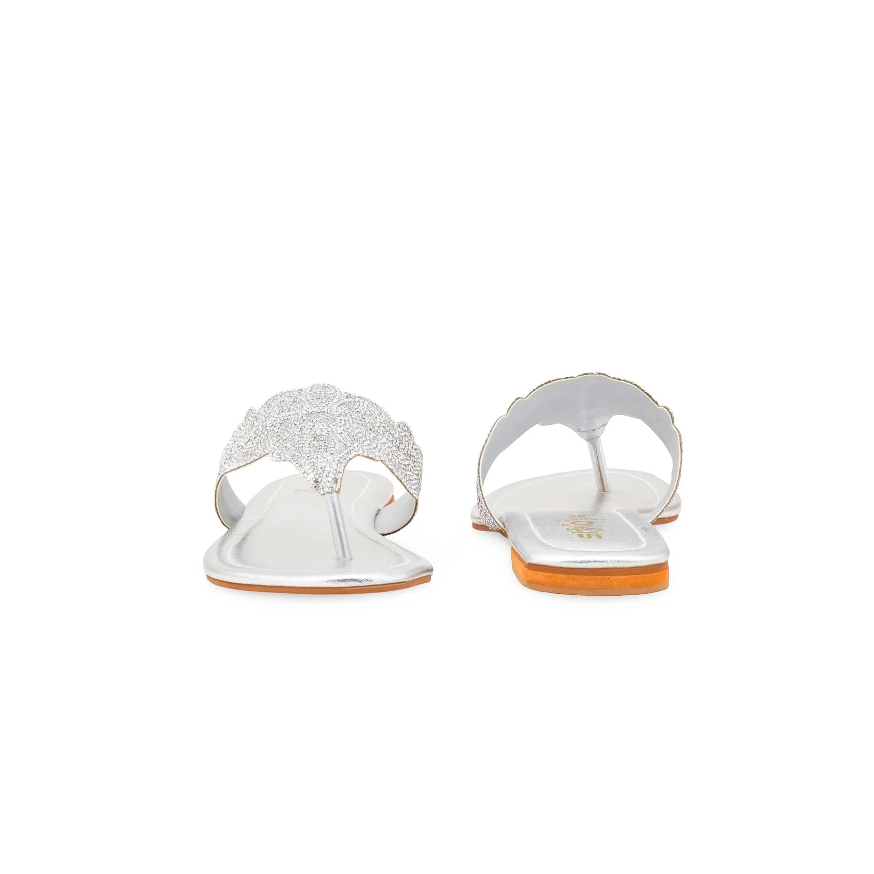Silver Fancy Chappal For Women FN0827 - Image 4