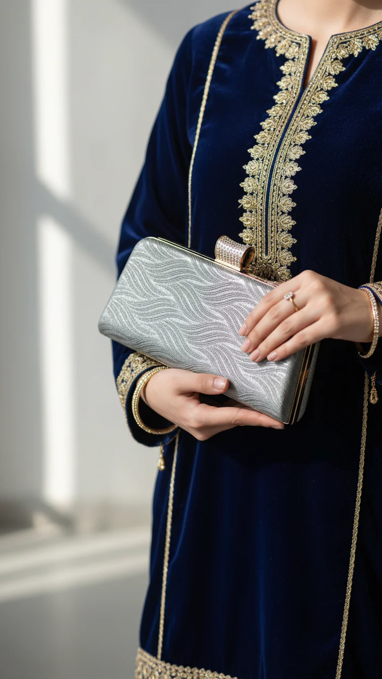 Silver Fancy Clutch For Ladies P15713