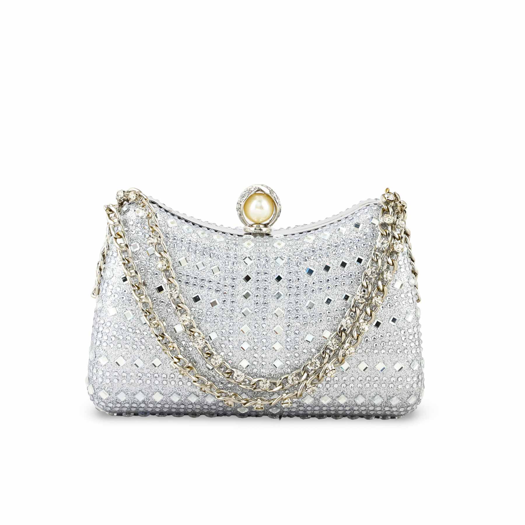 Silver Fancy Clutch For Ladies P24385 - Image 2