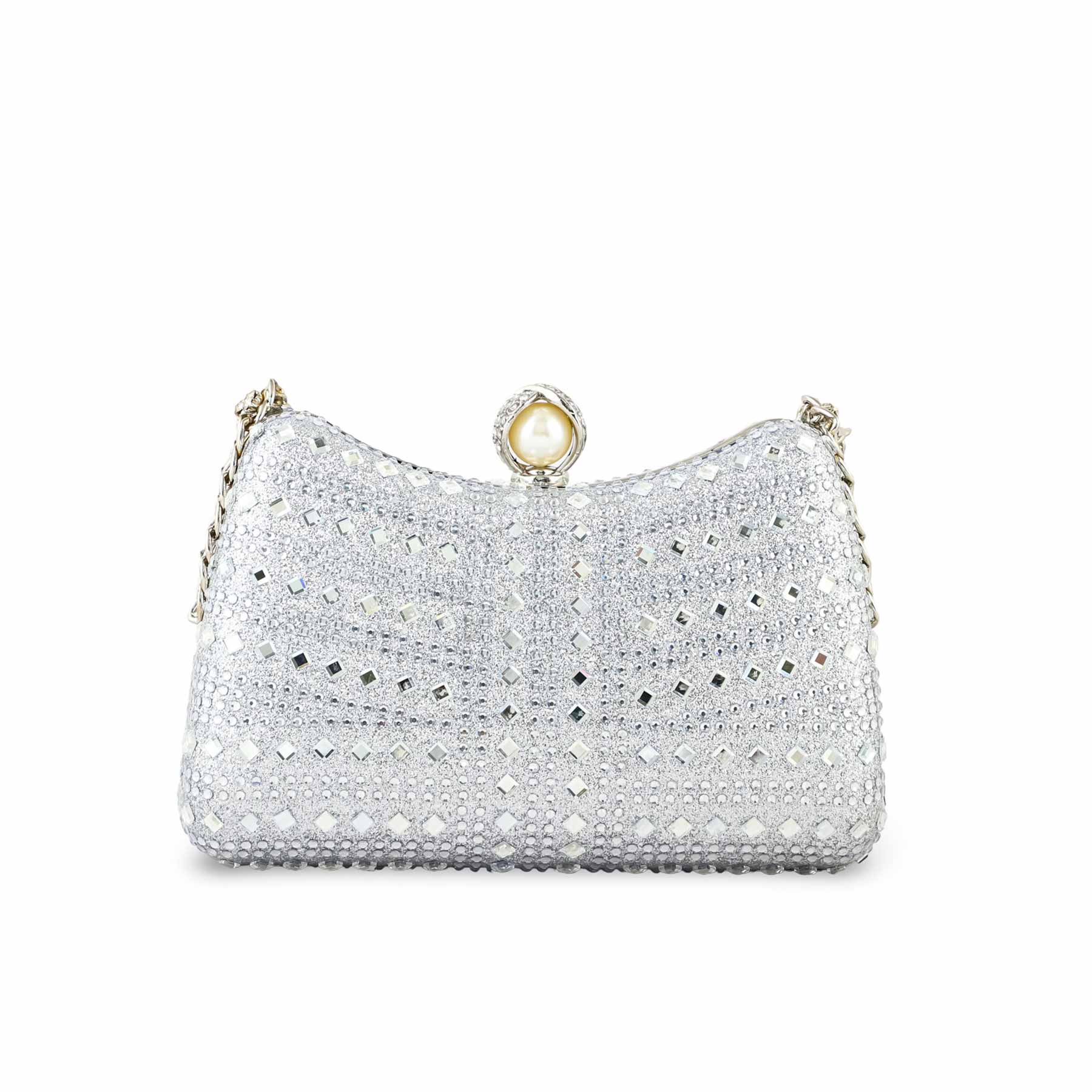 Silver Fancy Clutch For Ladies P24385 - Image 4