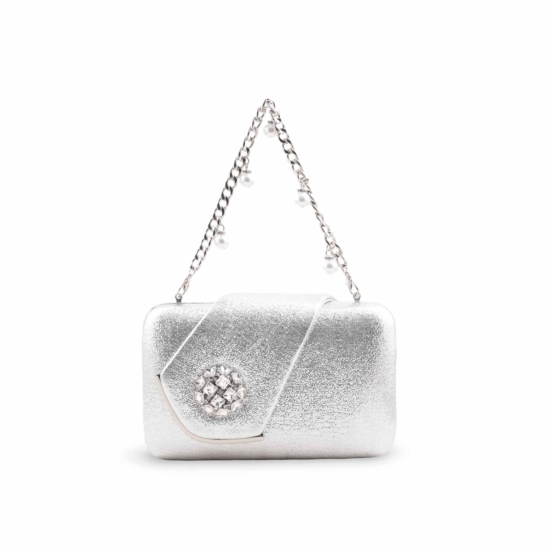 Silver Fancy Clutch For Ladies P24407 - Image 2