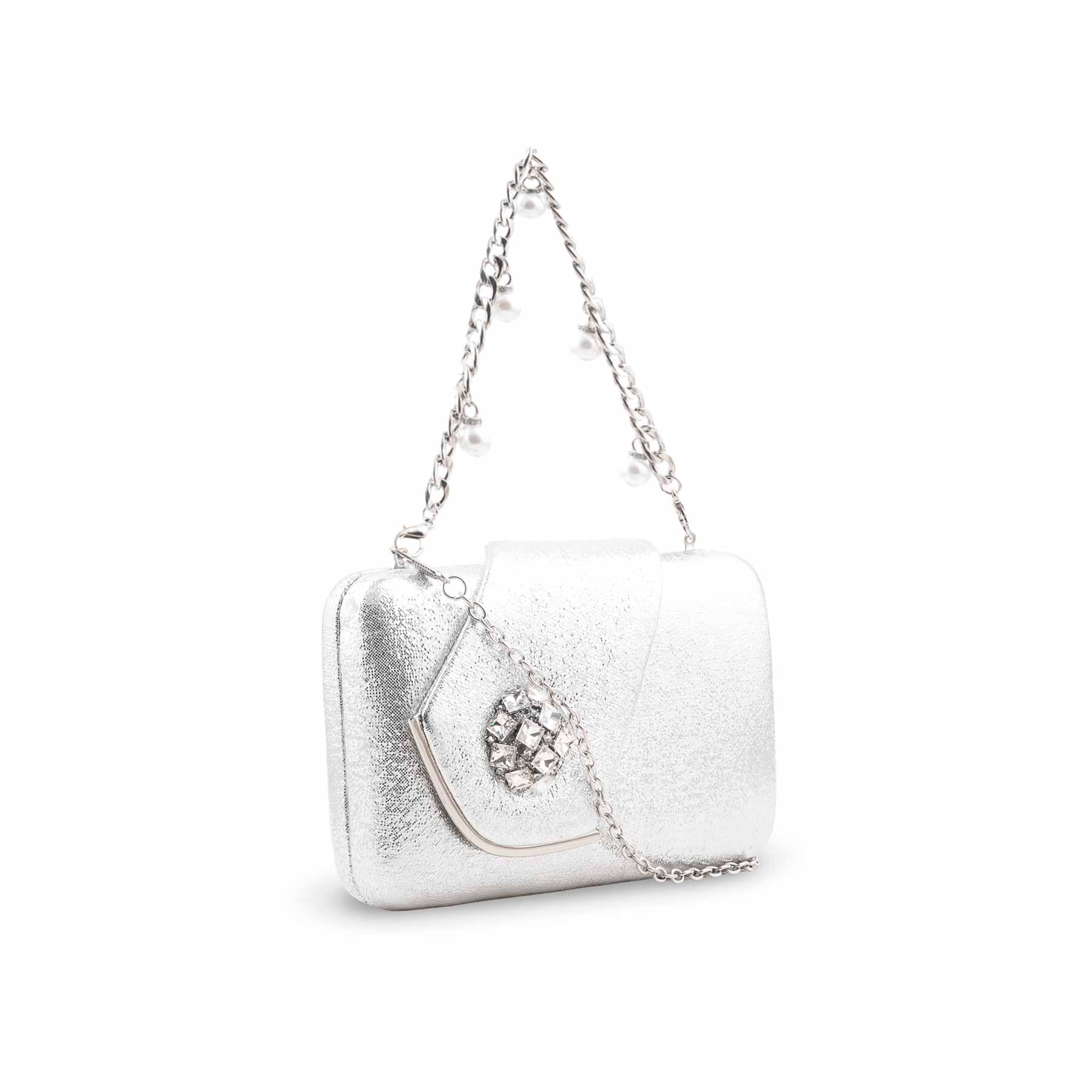 Silver Fancy Clutch For Ladies P24407 - Image 3