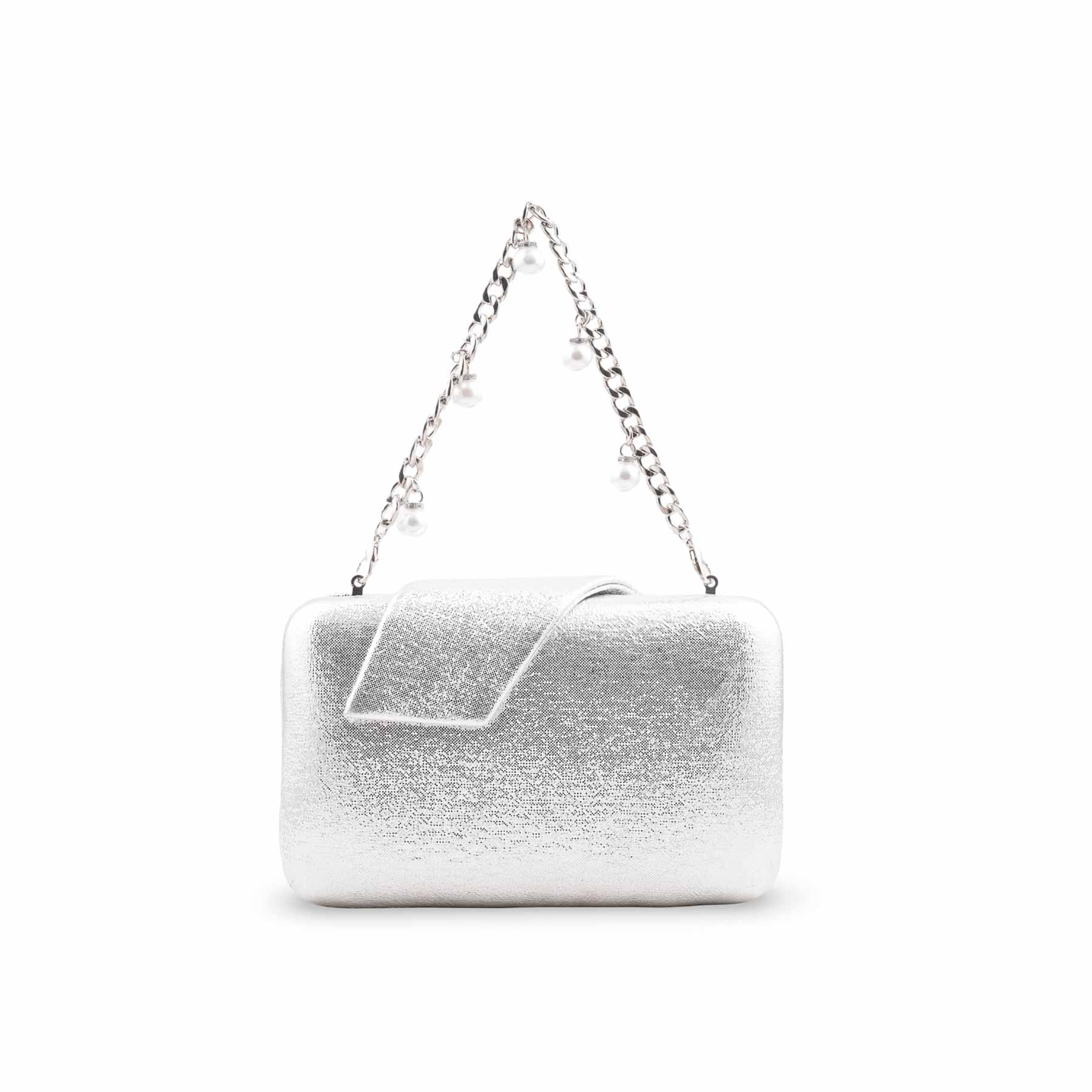 Silver Fancy Clutch For Ladies P24407 - Image 4