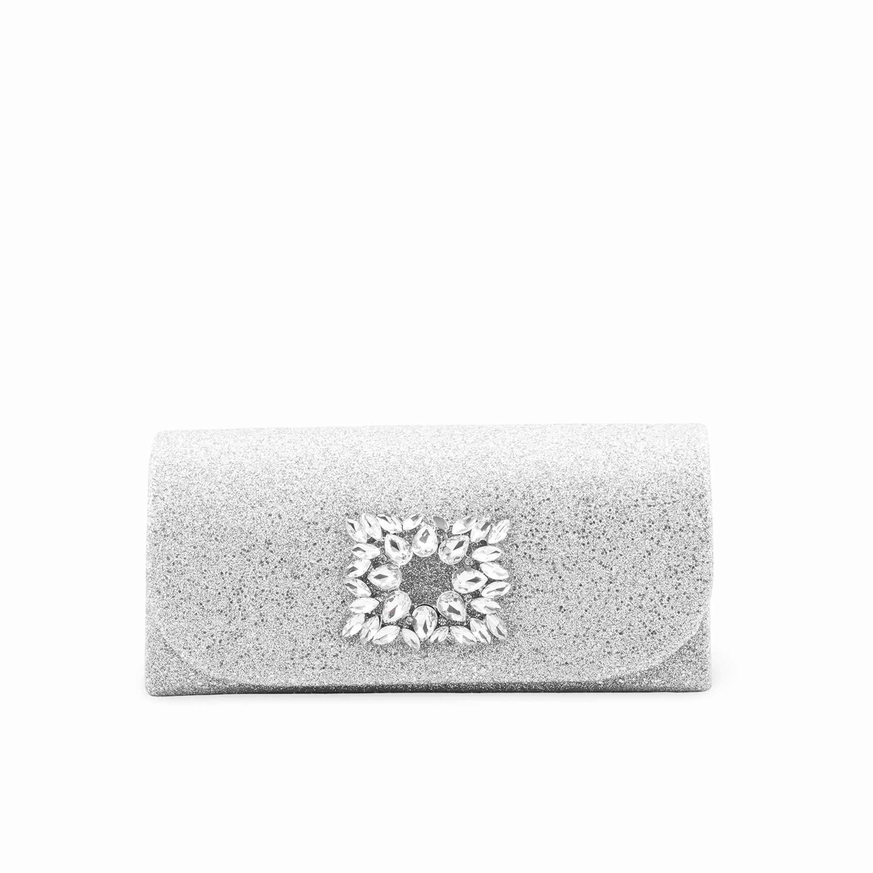 Silver Fancy Clutch For Ladies P24415 - Image 2
