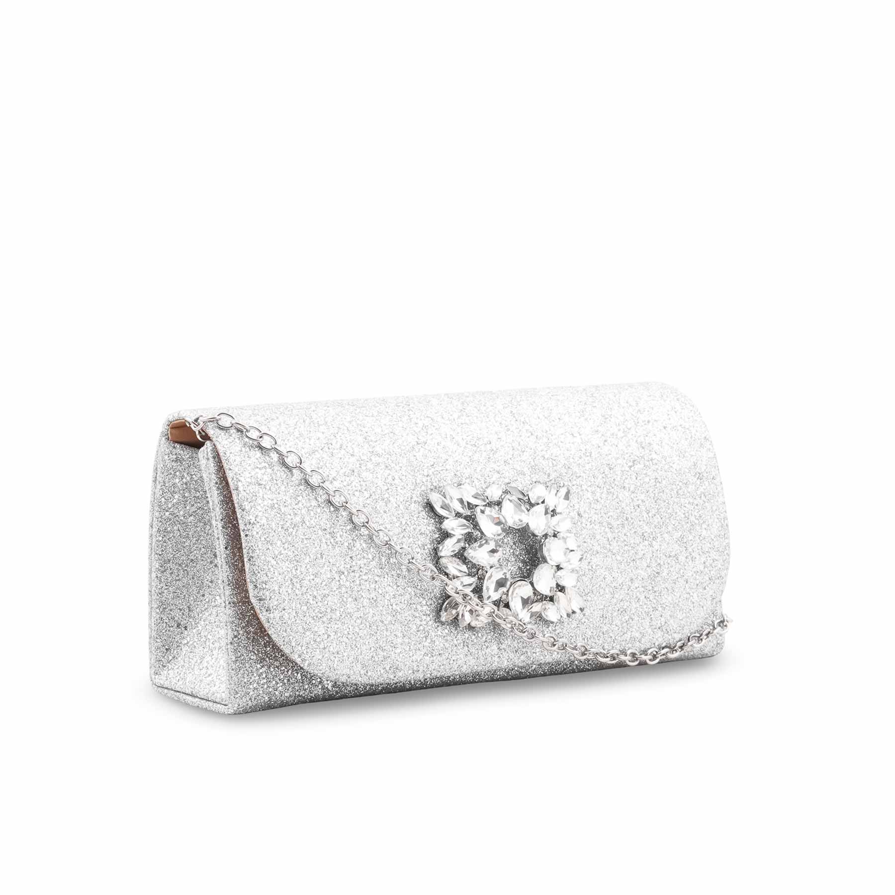 Silver Fancy Clutch For Ladies P24415 - Image 3