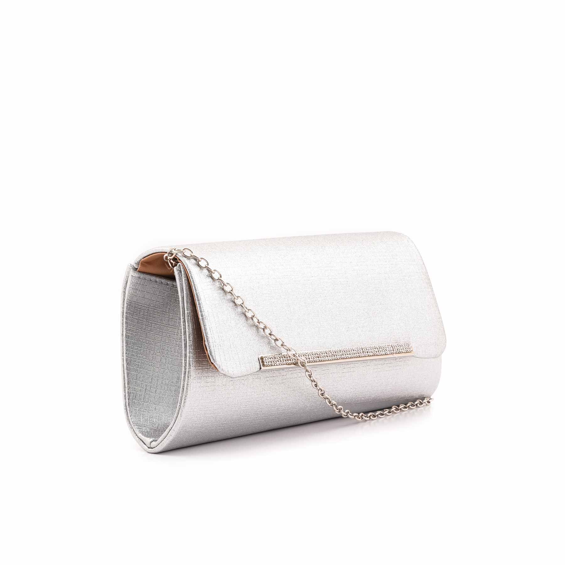 Silver Fancy Clutch For Ladies P24419 - Image 3