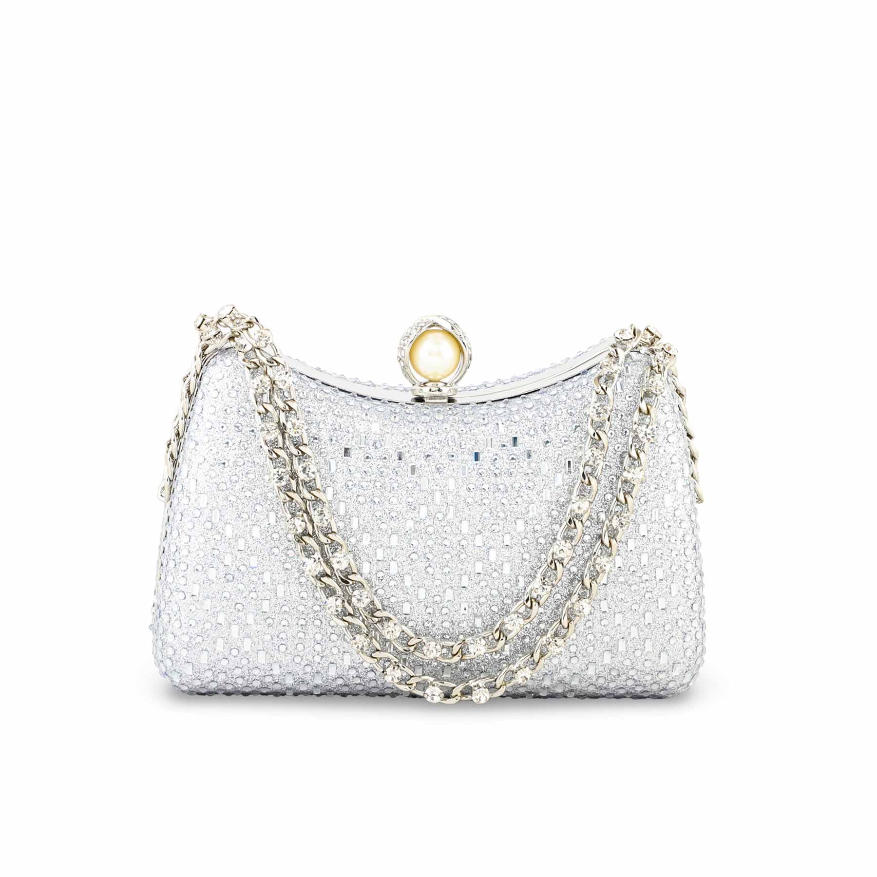 Silver Fancy Clutch For Women P24383 - Image 2