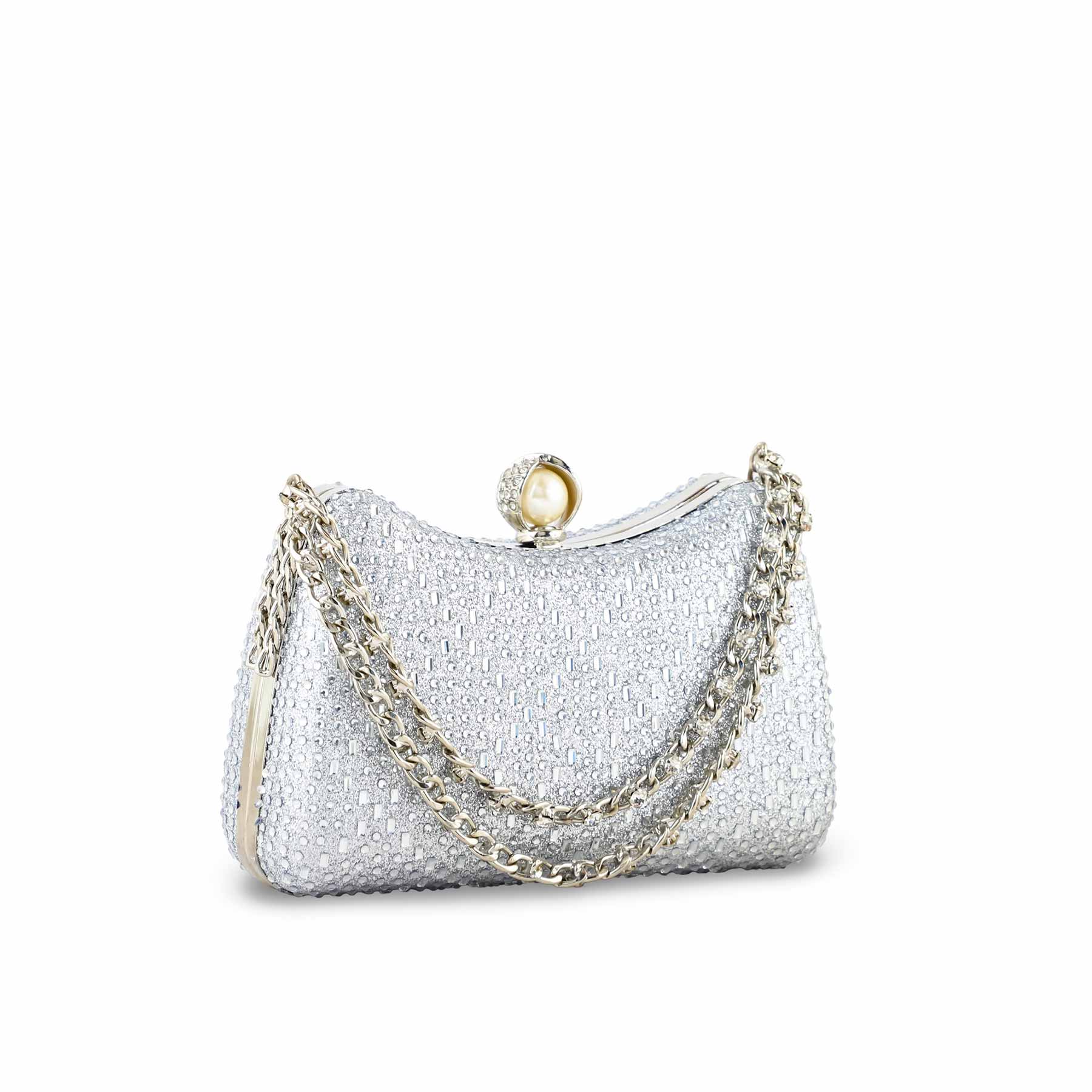 Silver Fancy Clutch For Women P24383 - Image 3