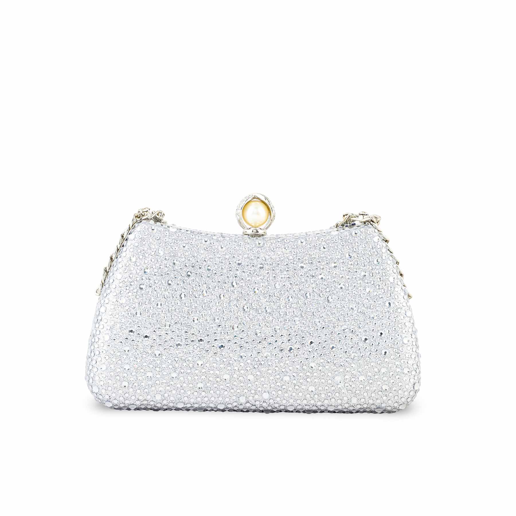 Silver Fancy Clutch For Women P24384 - Image 4