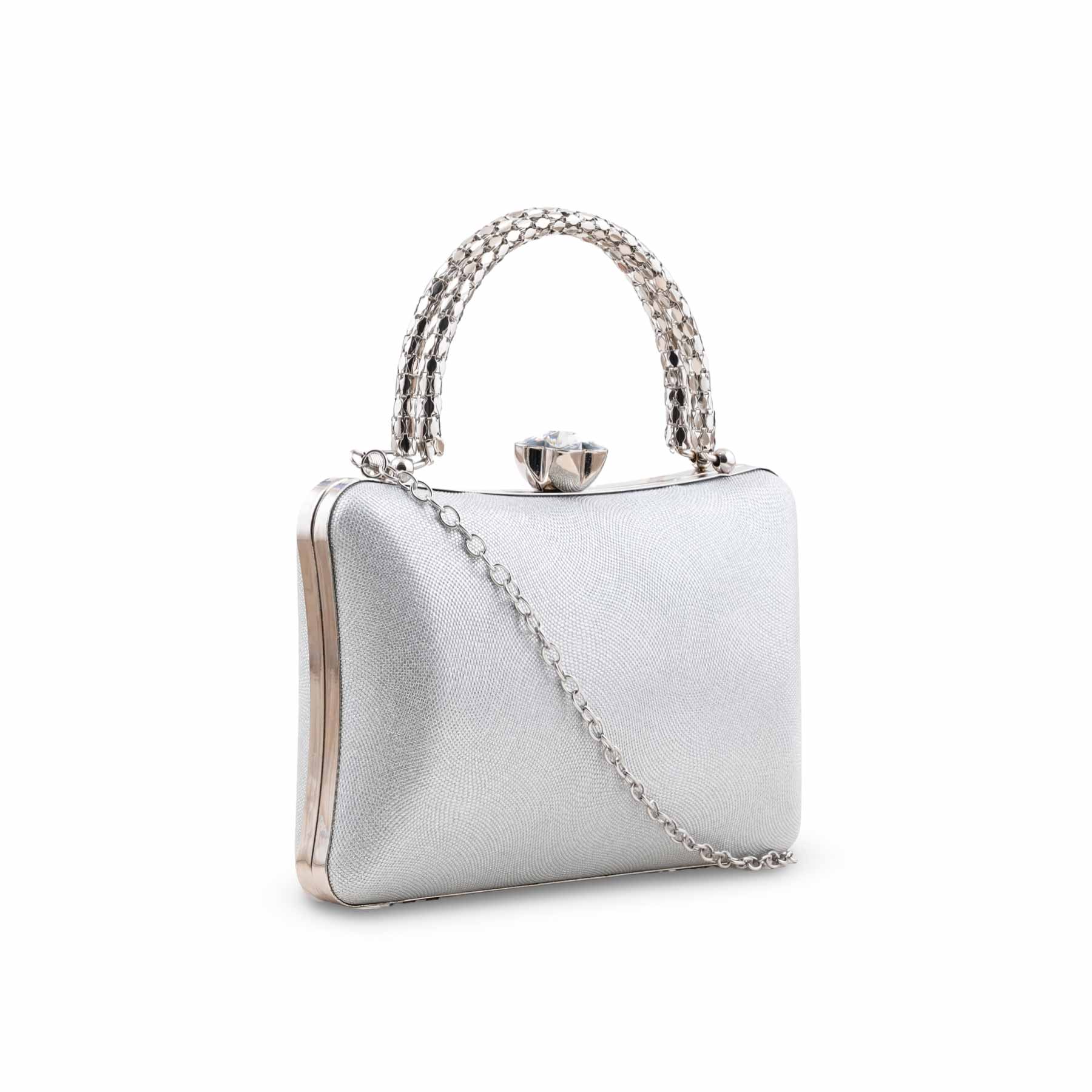 Silver Fancy Clutch For Women P24403 - Image 3