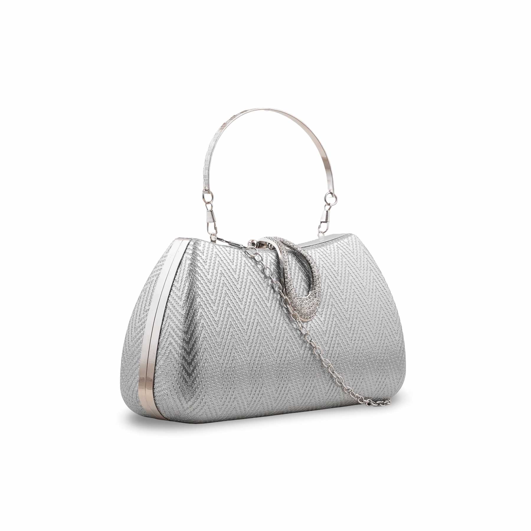 Silver Fancy Clutch For Women P24433 - Image 3
