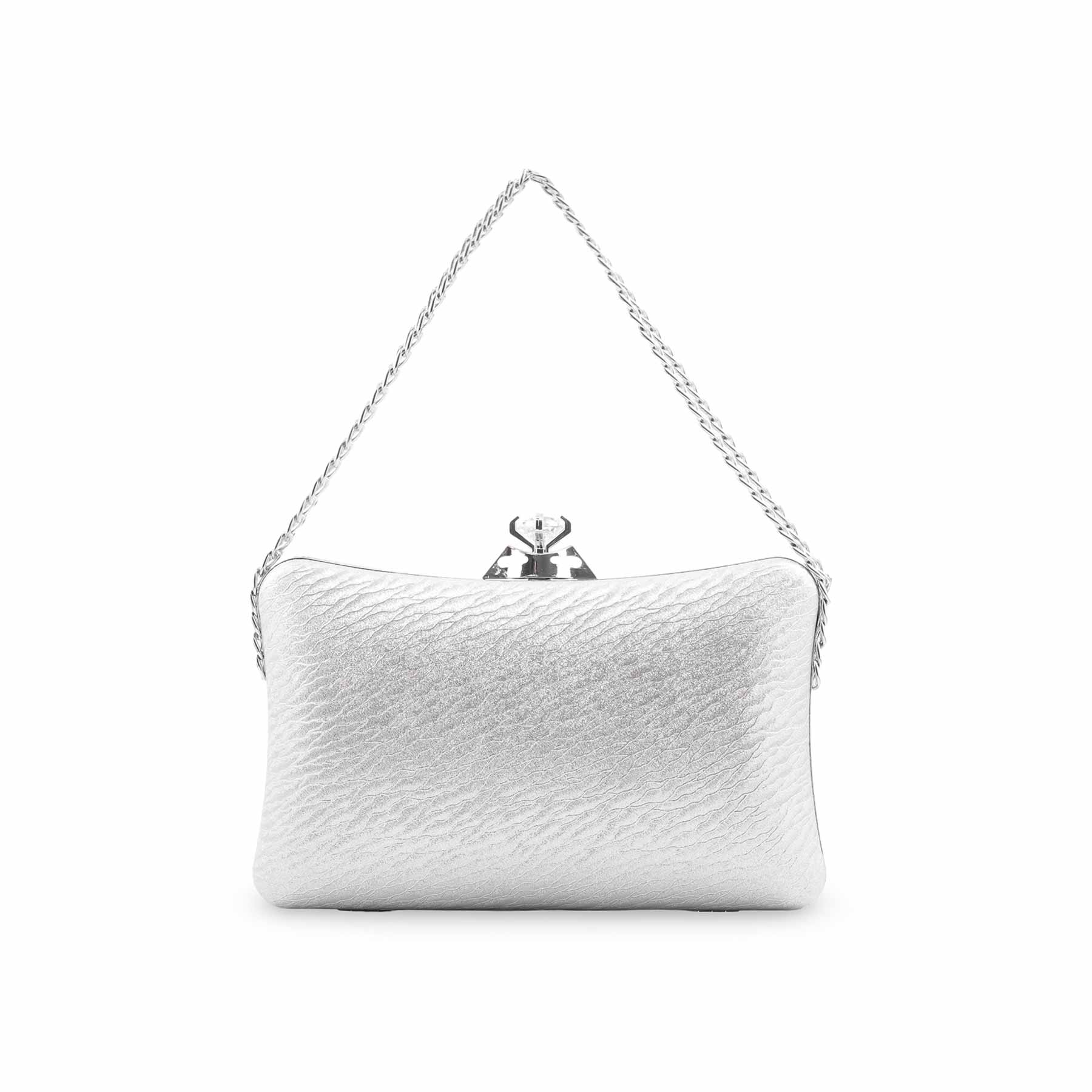 Silver Fancy Clutch For Women P24435 - Image 2