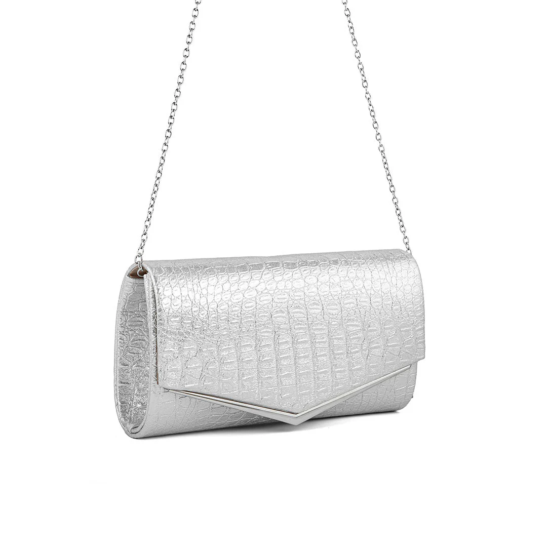 Silver Fancy Clutch P24158 - Image 2