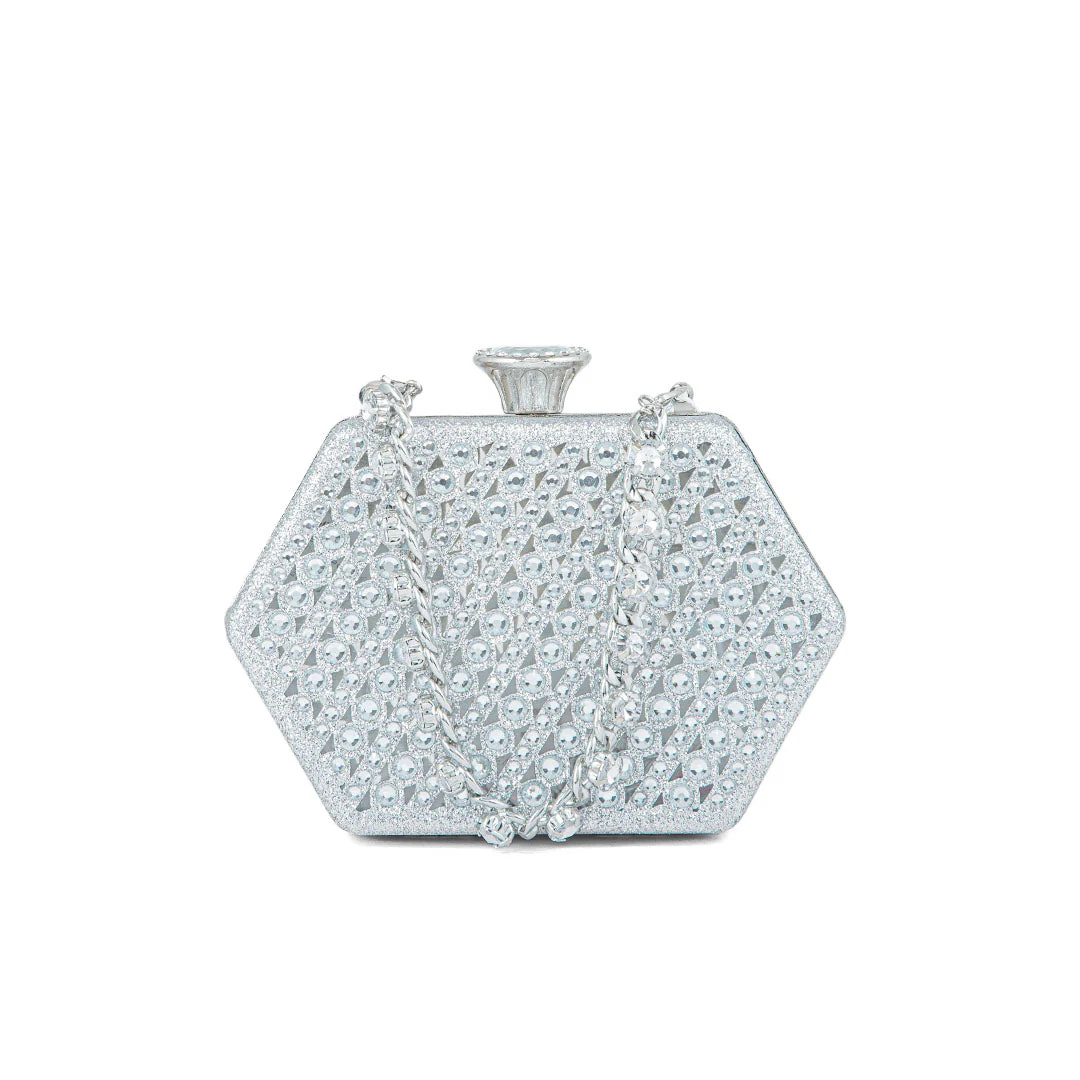 Silver Fancy Clutch P24191
