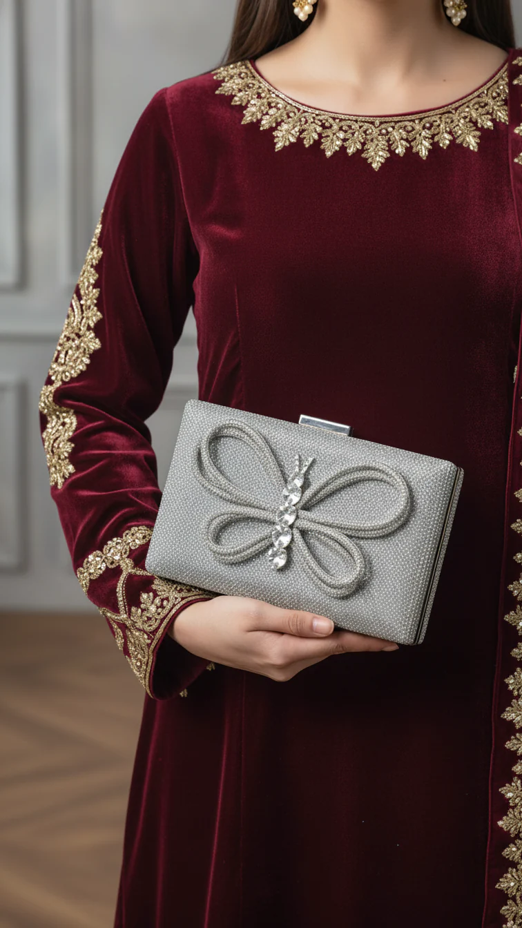 Silver Fancy Clutch P24235
