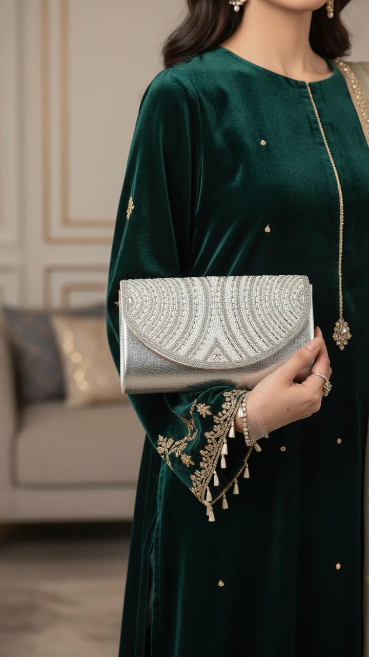 Silver Fancy Clutch p24243