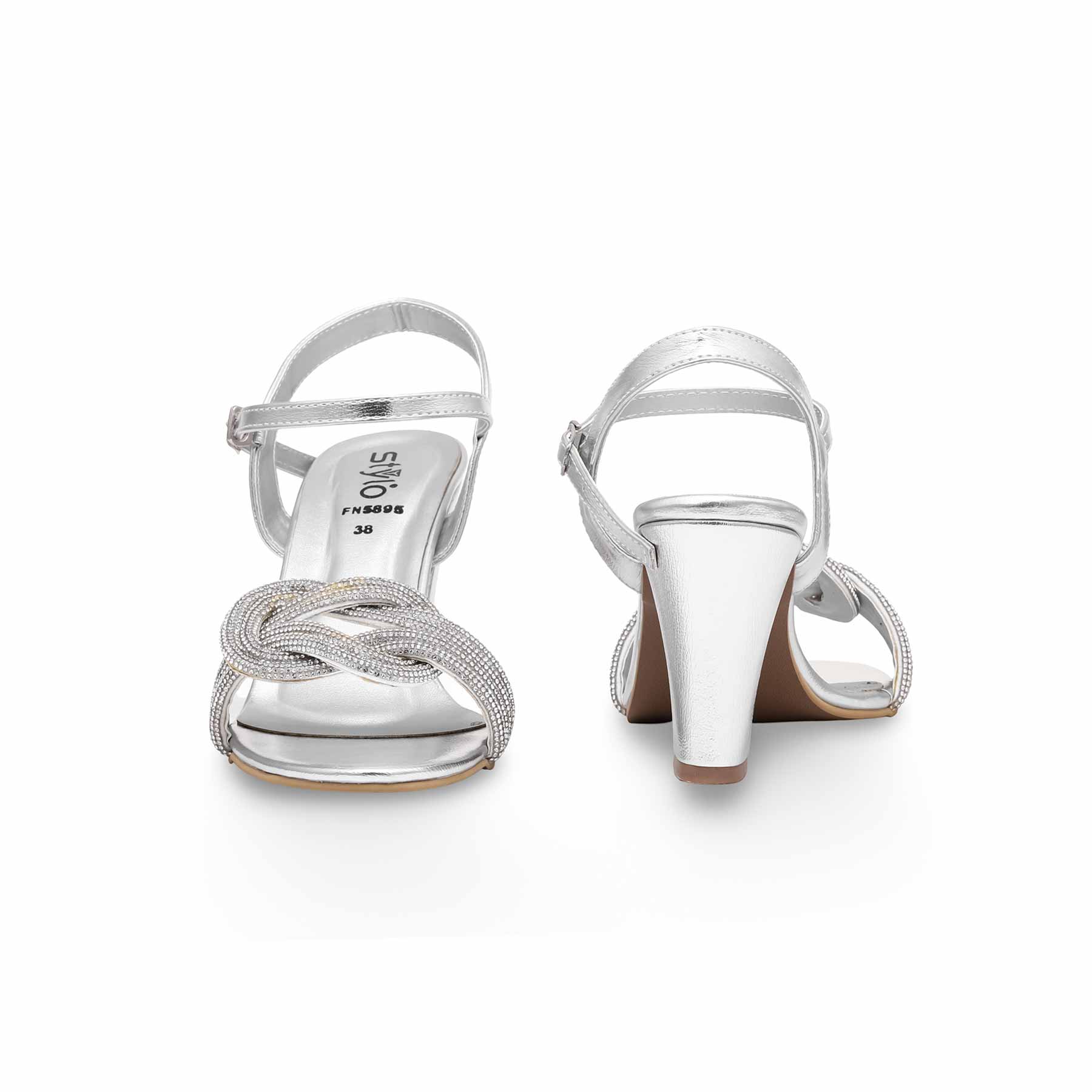 Silver Fancy Sandal FN5895 - Image 4