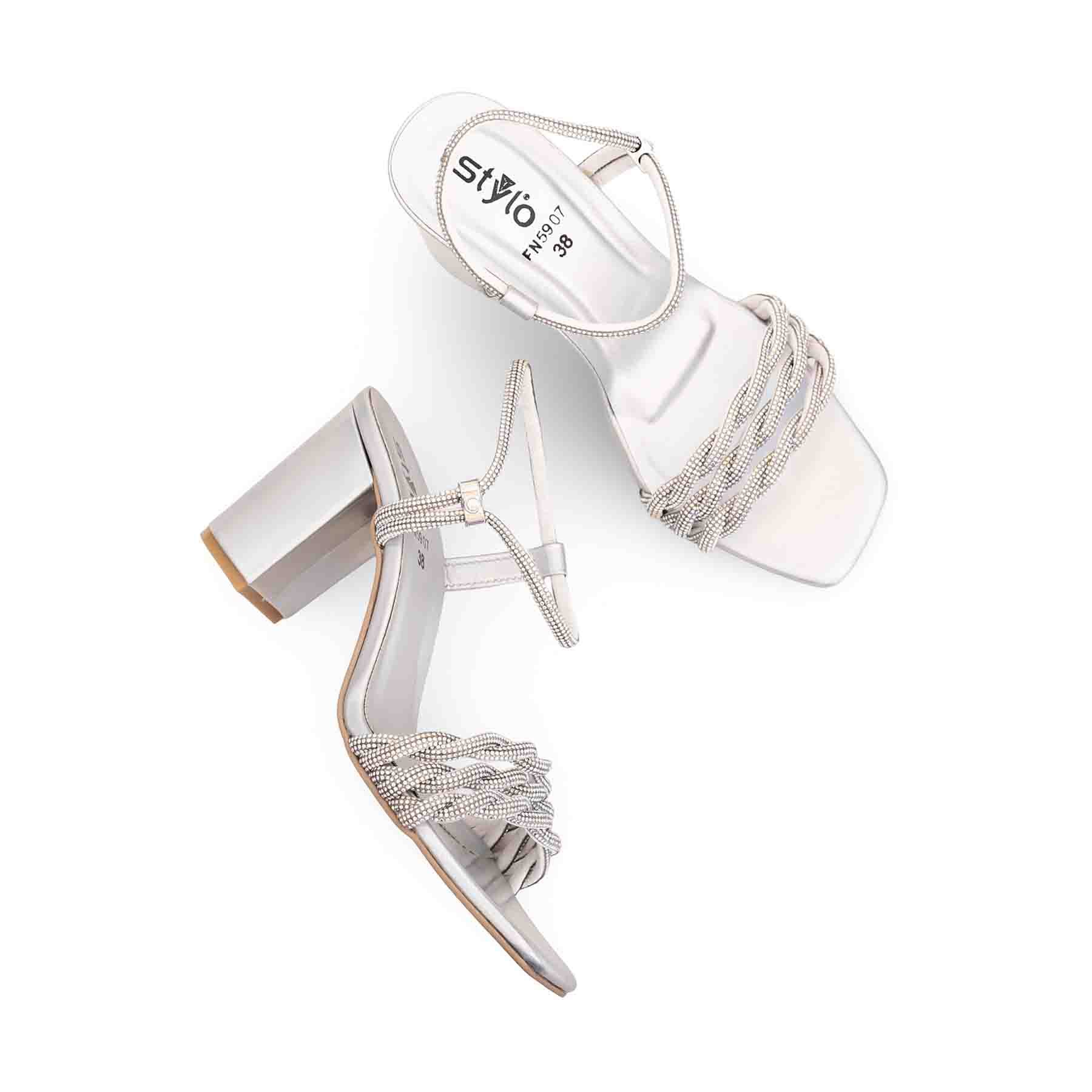 Silver Fancy Sandal FN5907 - Image 5